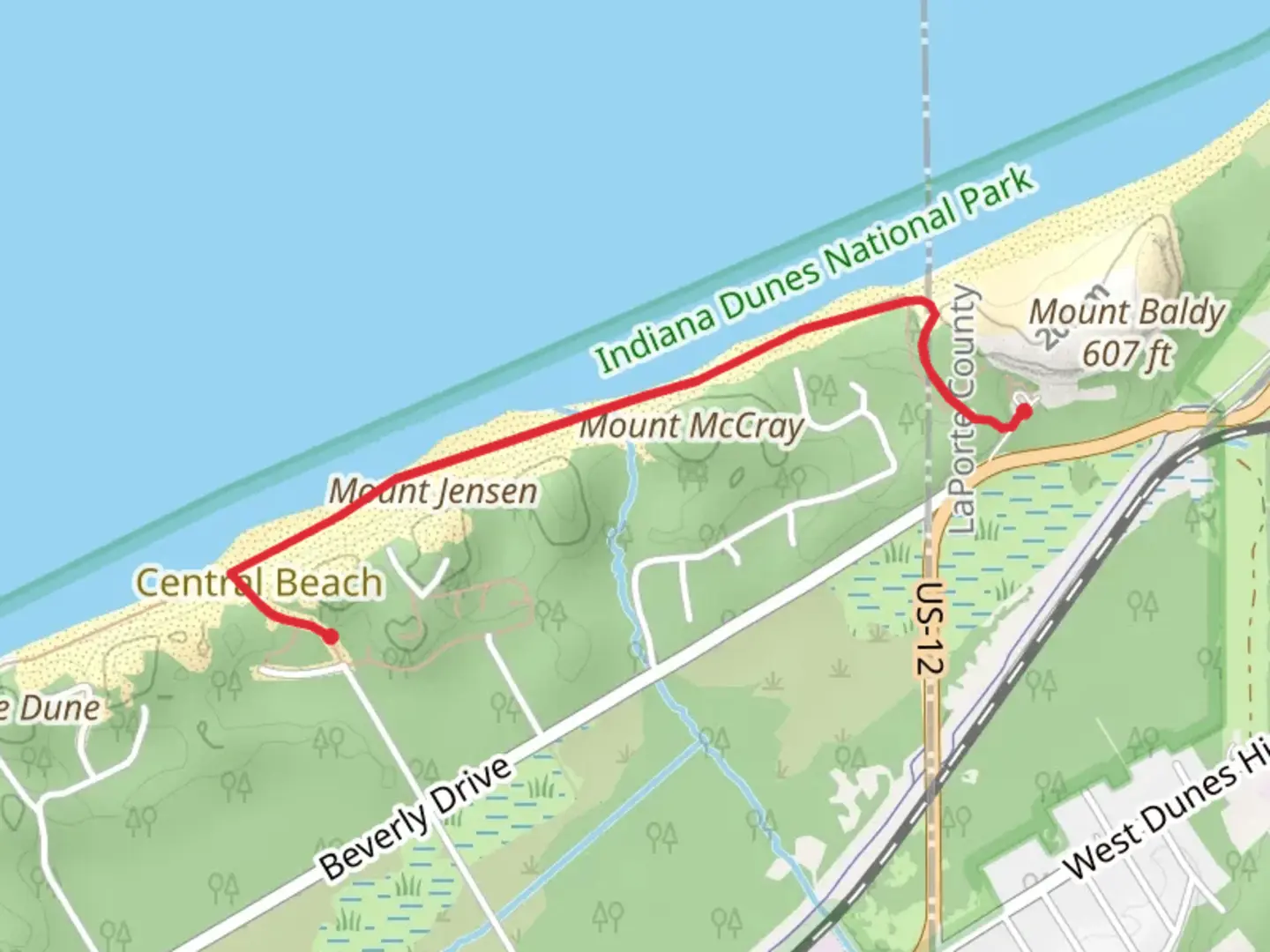 An image depicting the trail Fire Trail and Central Avenue and its surrounding area.