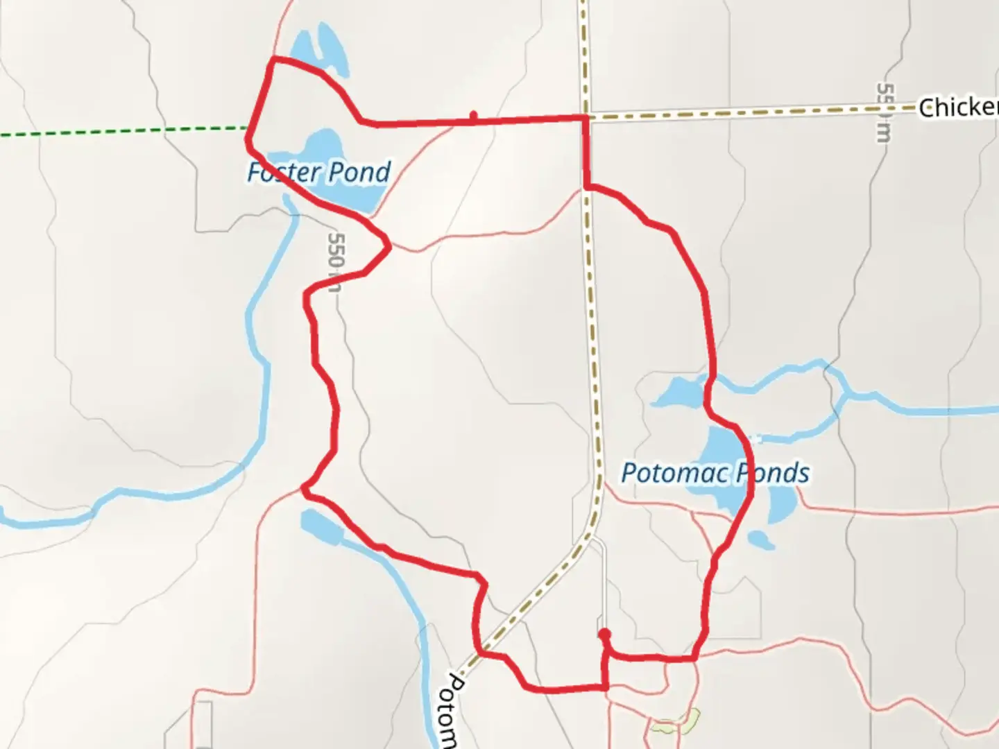 An image depicting the trail Potomac Ponds Trail Loop and its surrounding area.