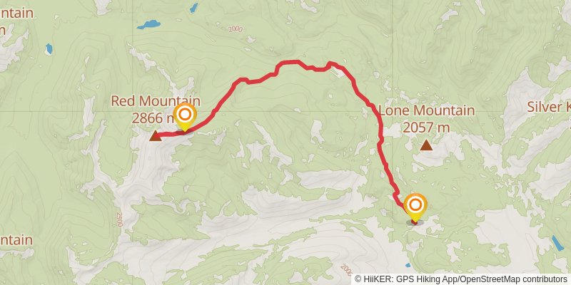 Red Mountain Trail via East Fork North Fork Trail stage 2 Map