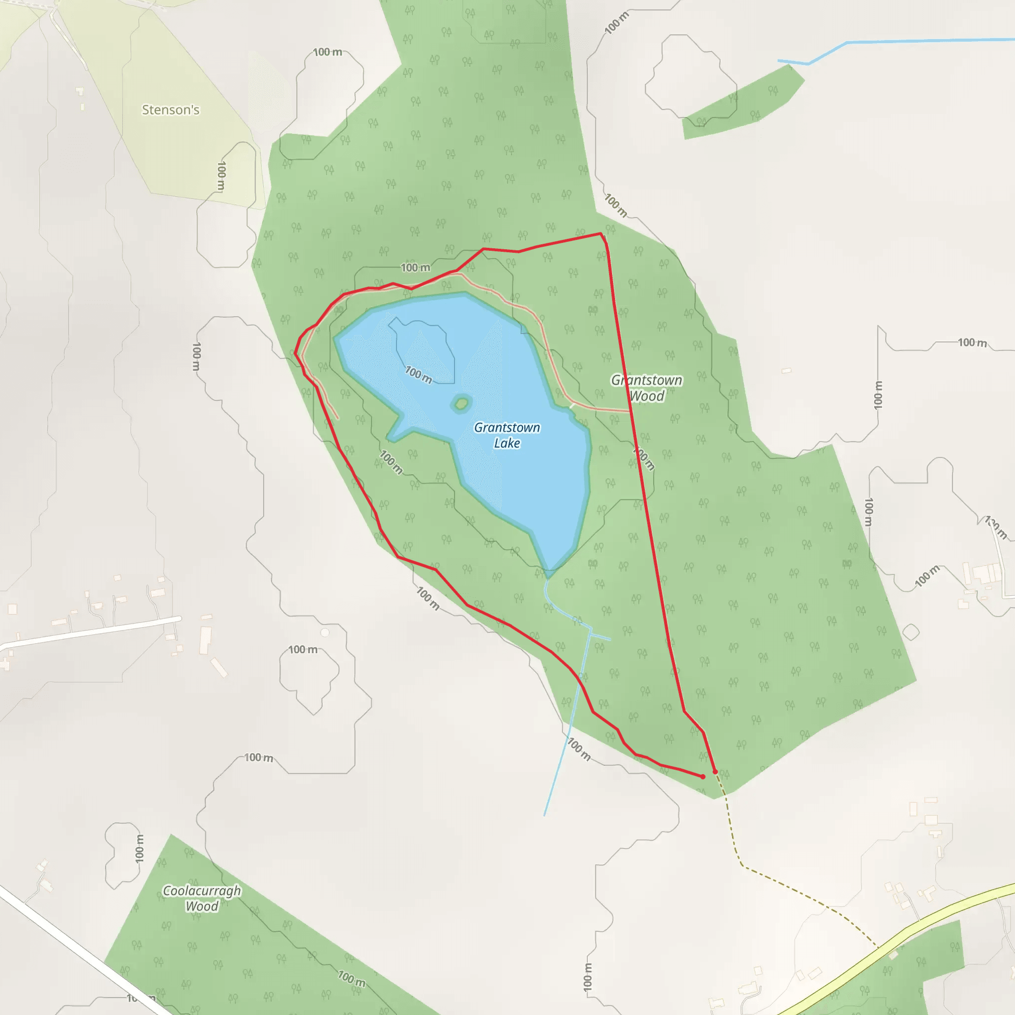 Granstown Wood and Lake Nature Reserve Woodland Trail mobile static map