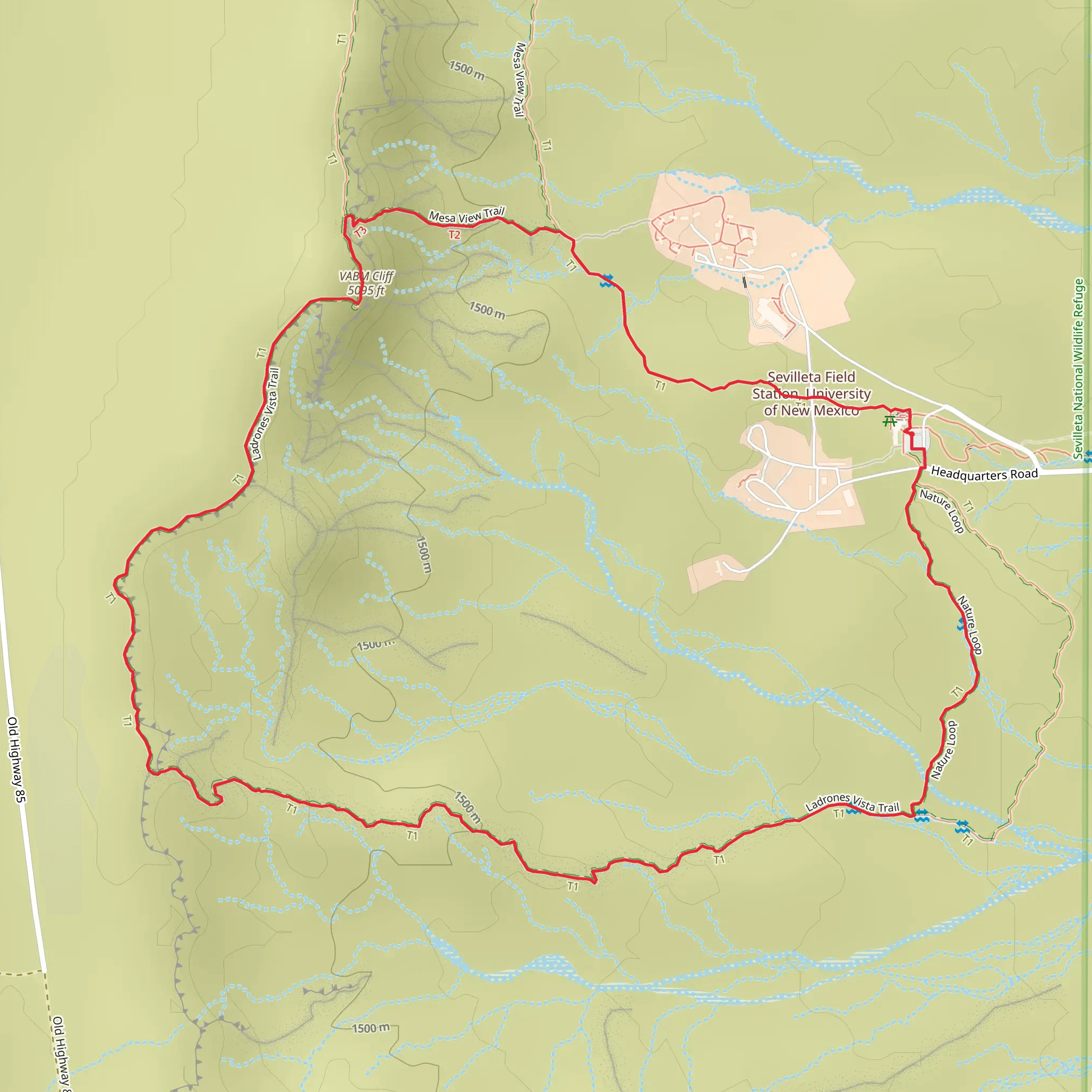 Mesa View, VABM Cliff and Ladrones Vista Loop Trail mobile static map