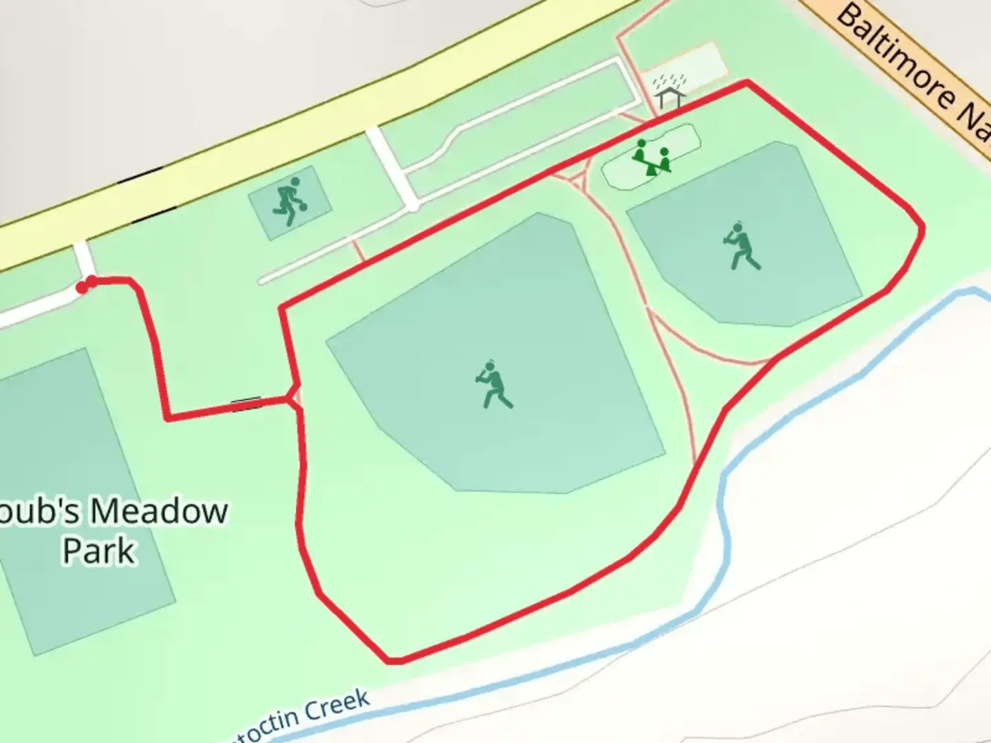 An image depicting the trail Doub's Meadow Park Loop and its surrounding area.