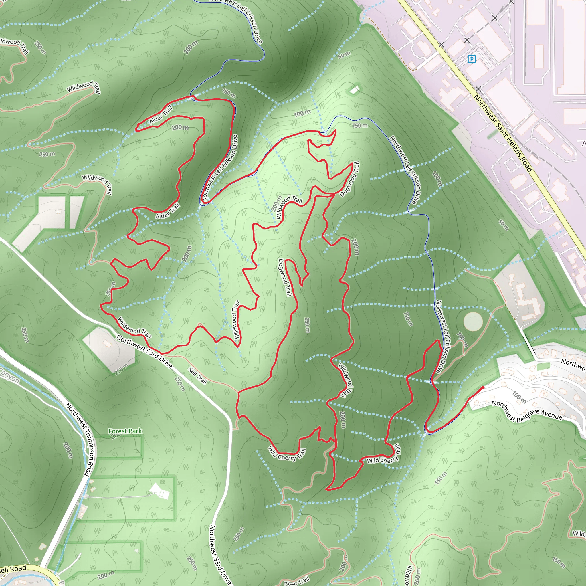 Northwest Leif Erikson Drive - Alder Loop Trail mobile static map
