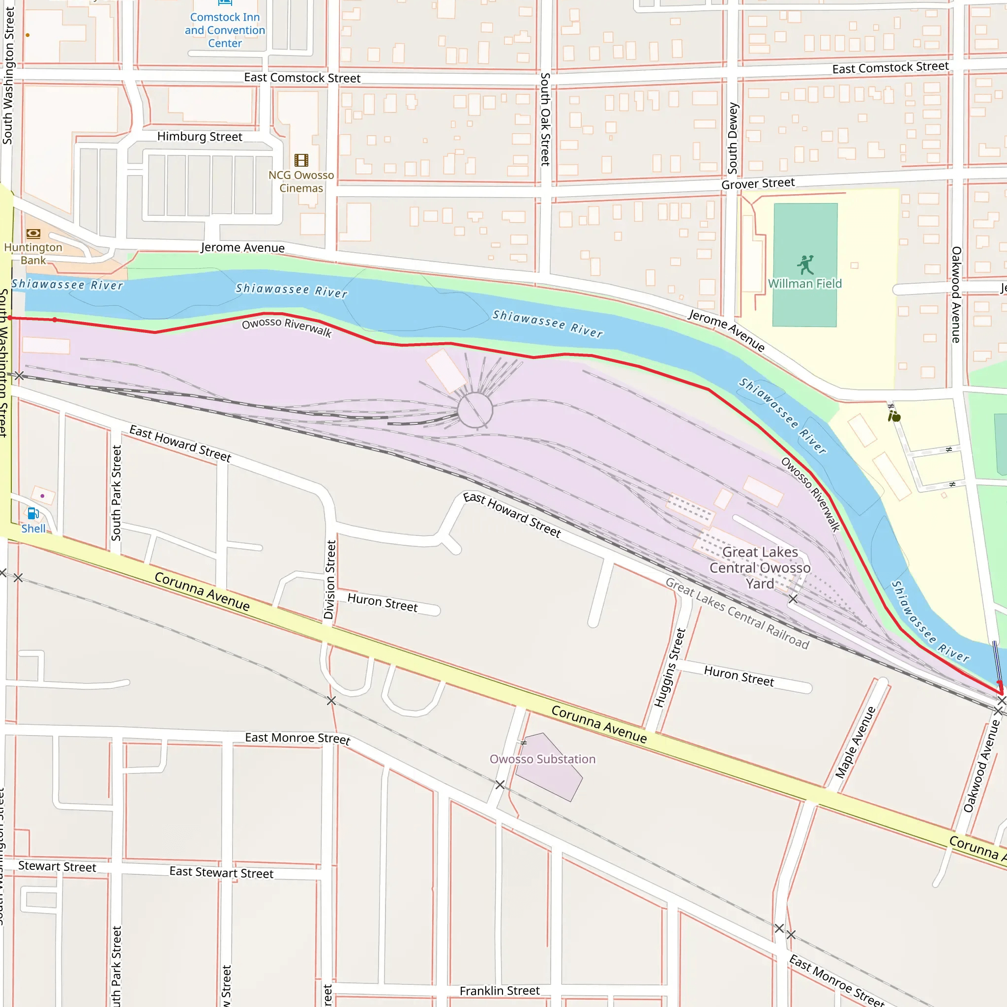 Owosso Riverwalk mobile static map