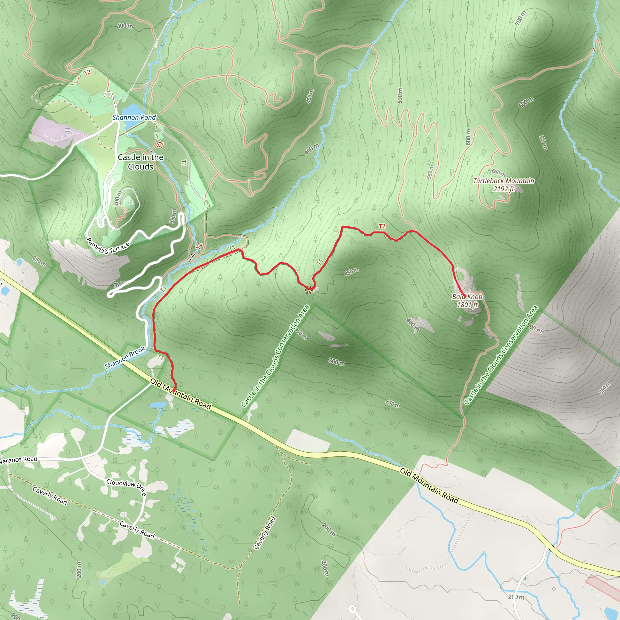 Bald Knob Trail via Old Mountain Road mobile static map