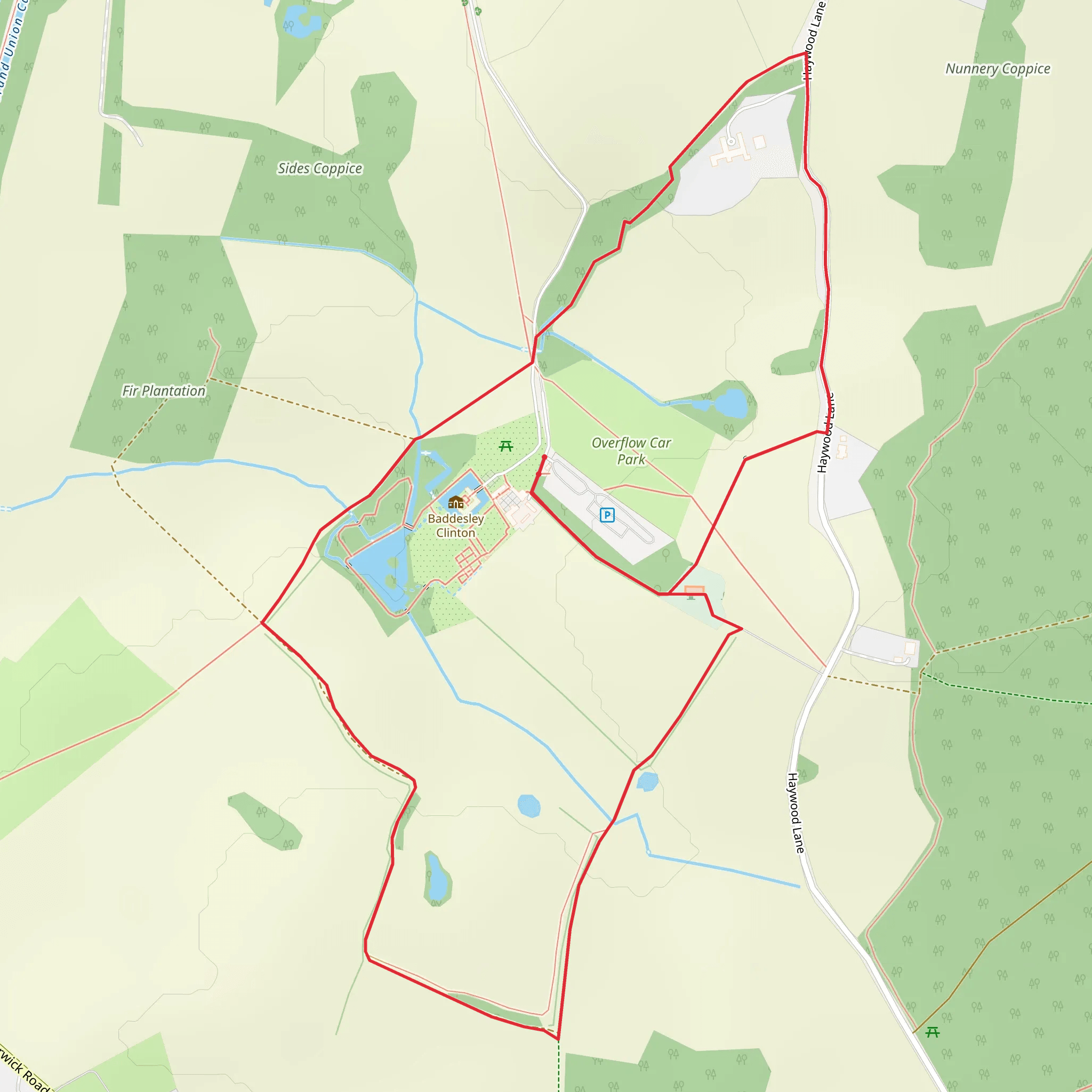 Baddesley Clinton and Boddesley Clinton Loop mobile static map