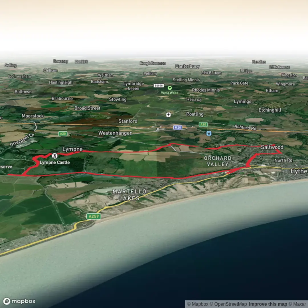An image depicting the trail Hythe and the Surrounding Countryside and its surrounding area.
