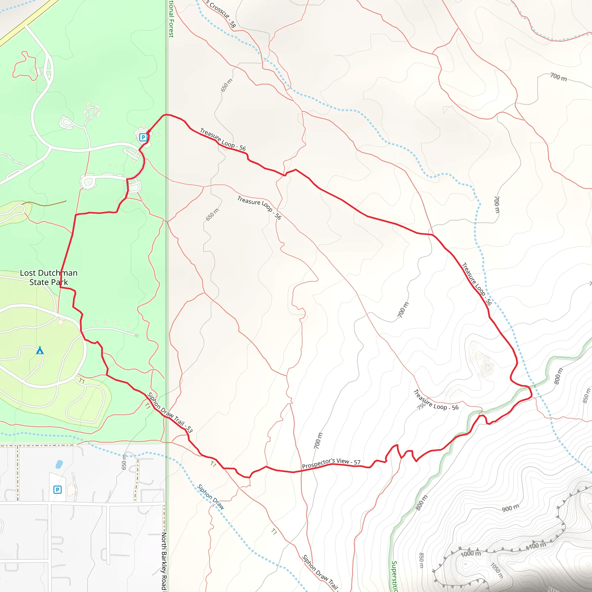 Praying Hands Loop Trailhead mobile static map