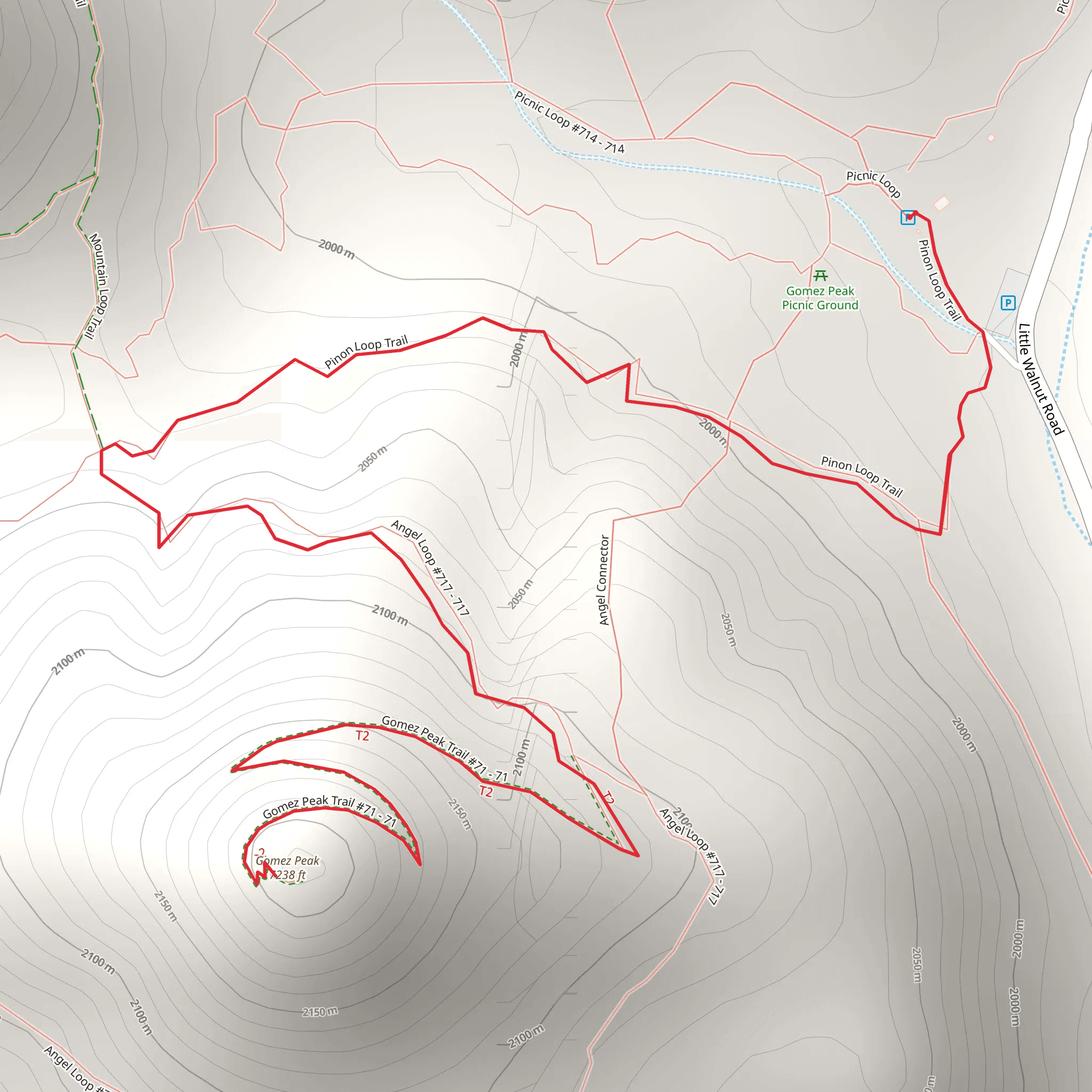 Gomez Peak via Pinon Loop Trail mobile static map