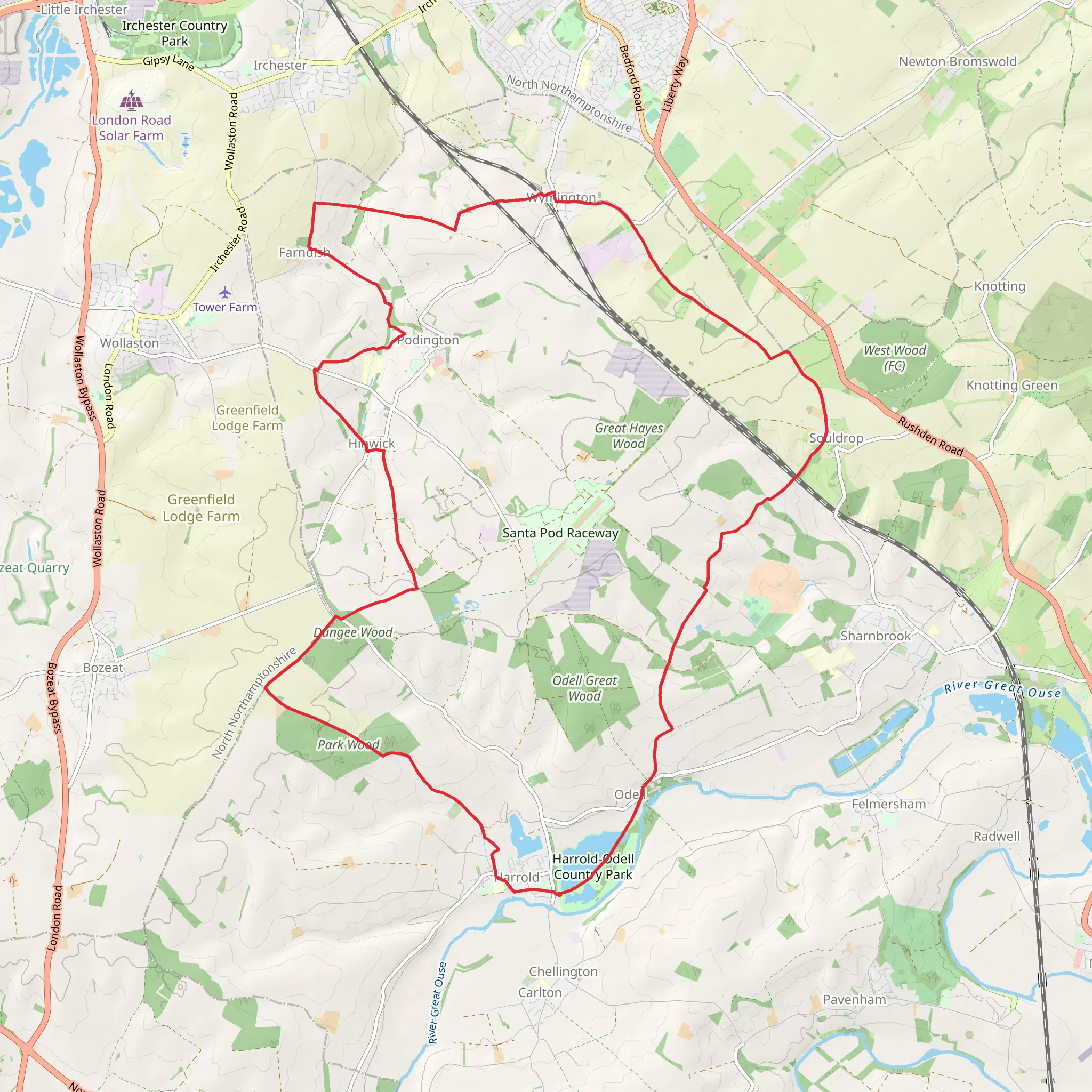 Harrold to Wymington Loop mobile static map