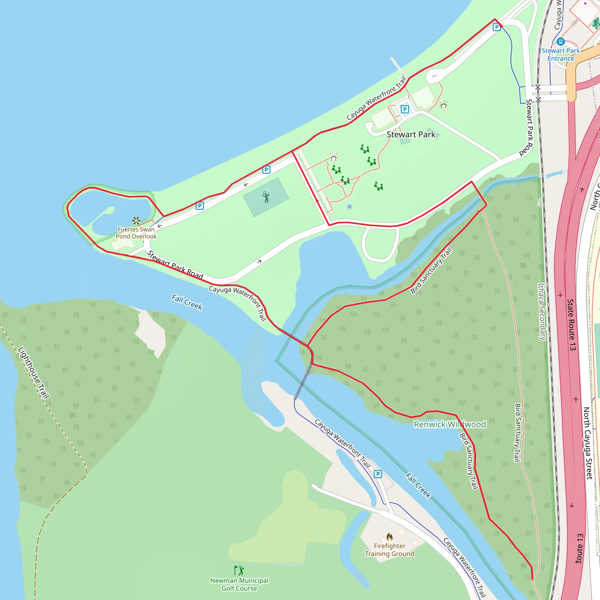 Fall Creek Loop via Bird Sanctuary Trail mobile static map
