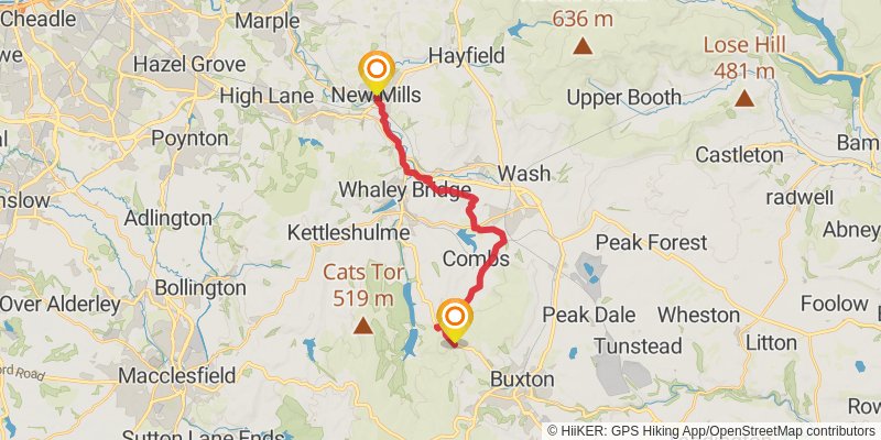 High Peak 60 miles Trail stage 6 Map