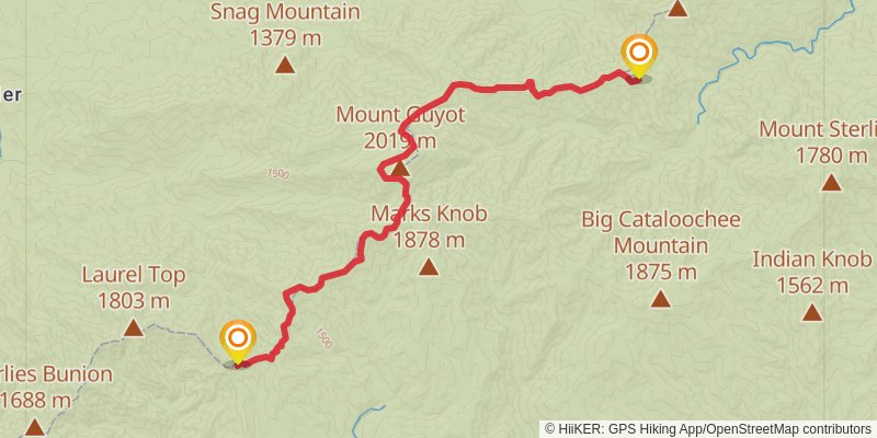 Appalachian Trail - North Carolina stage 15 Map