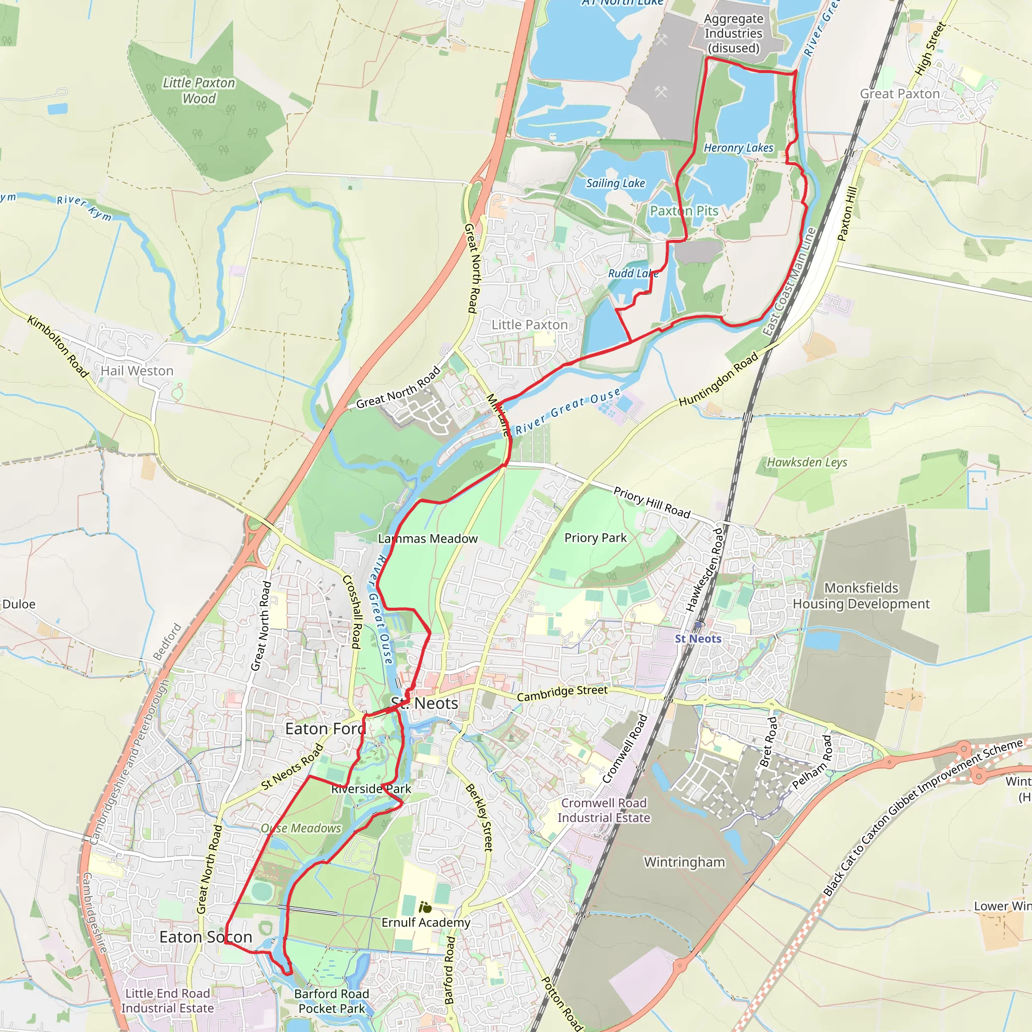 St Neots Loop Walk mobile static map