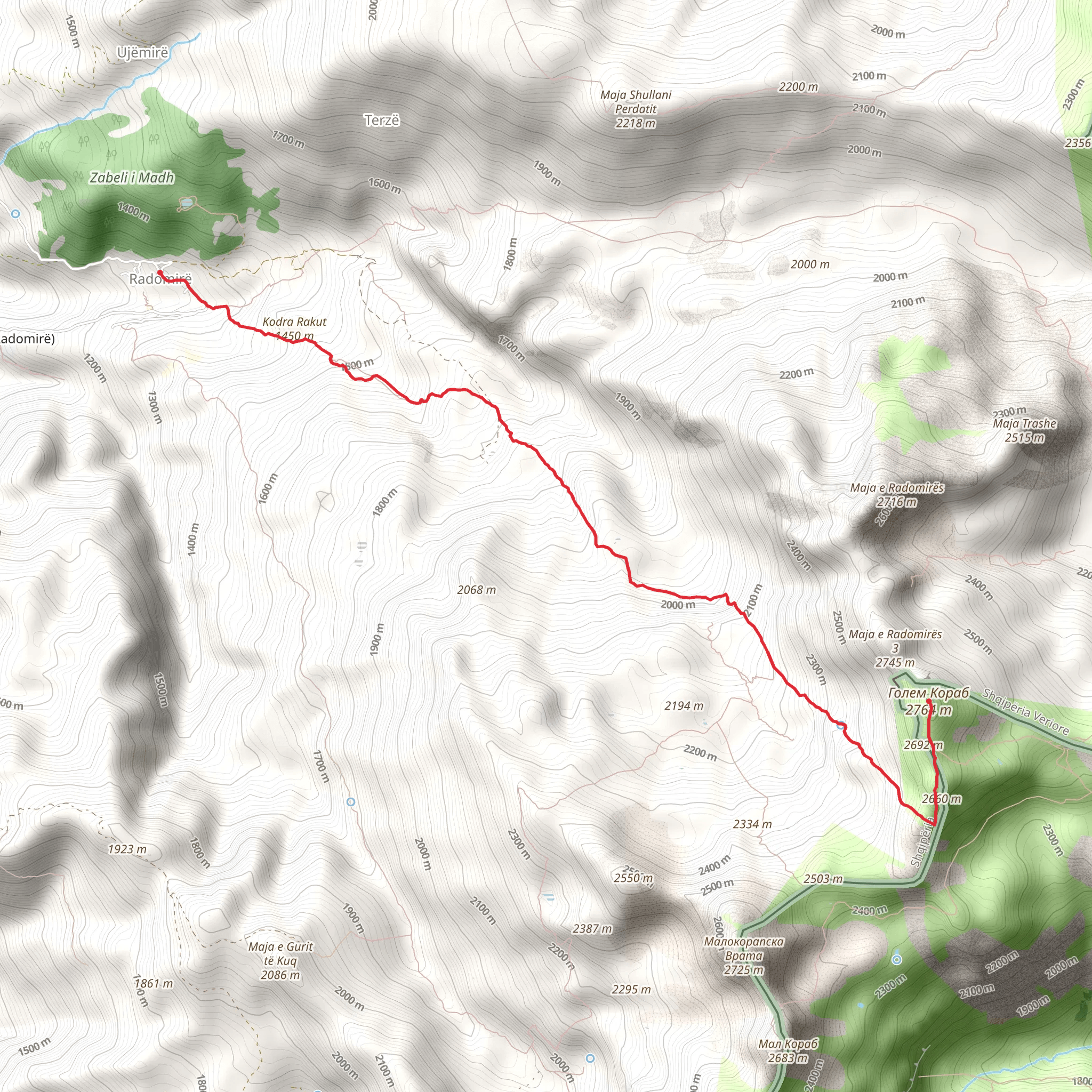 Mt Korab from Radomirë mobile static map