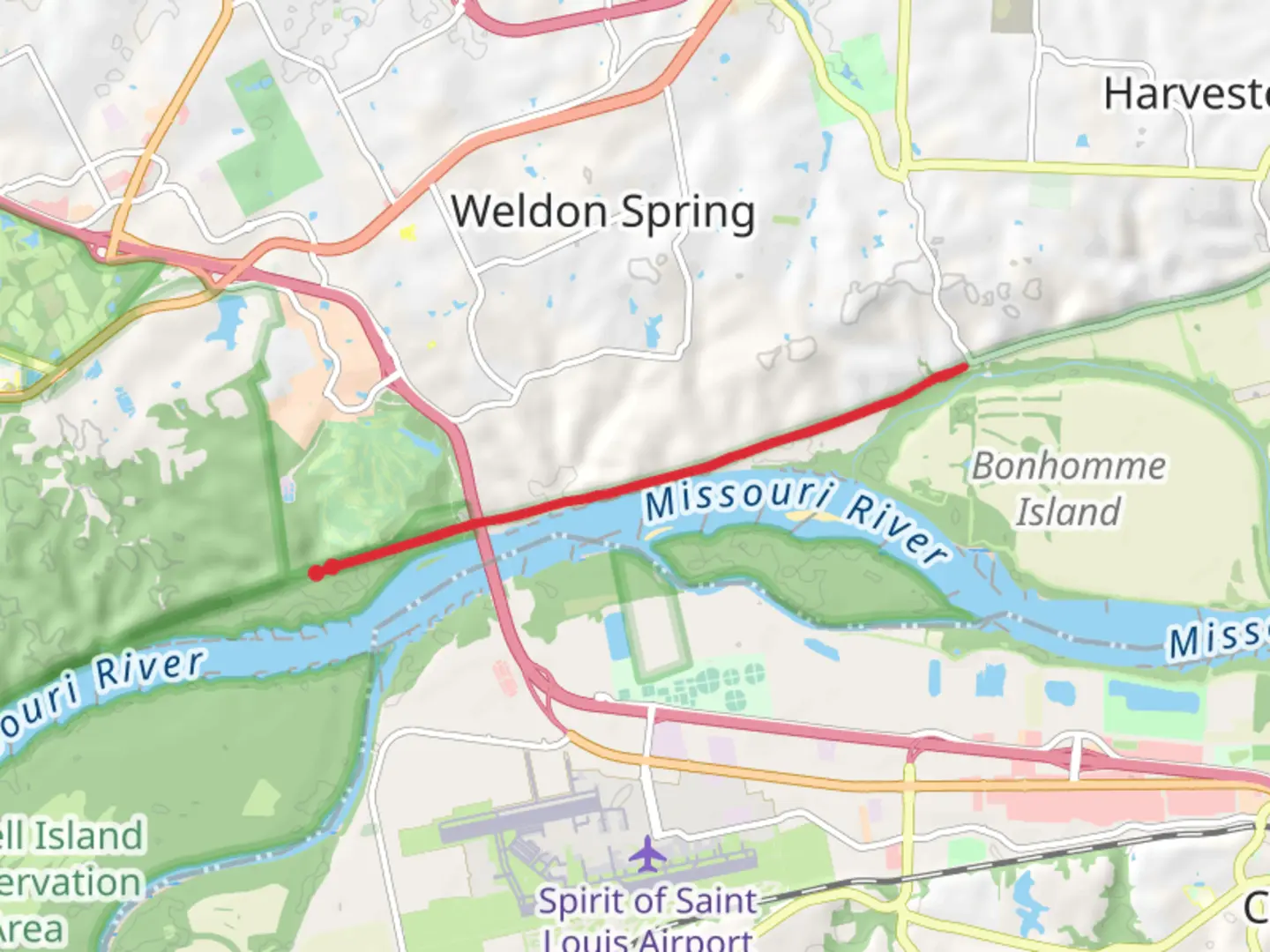 An image depicting the trail Katy Trail State Park and ADT and its surrounding area.