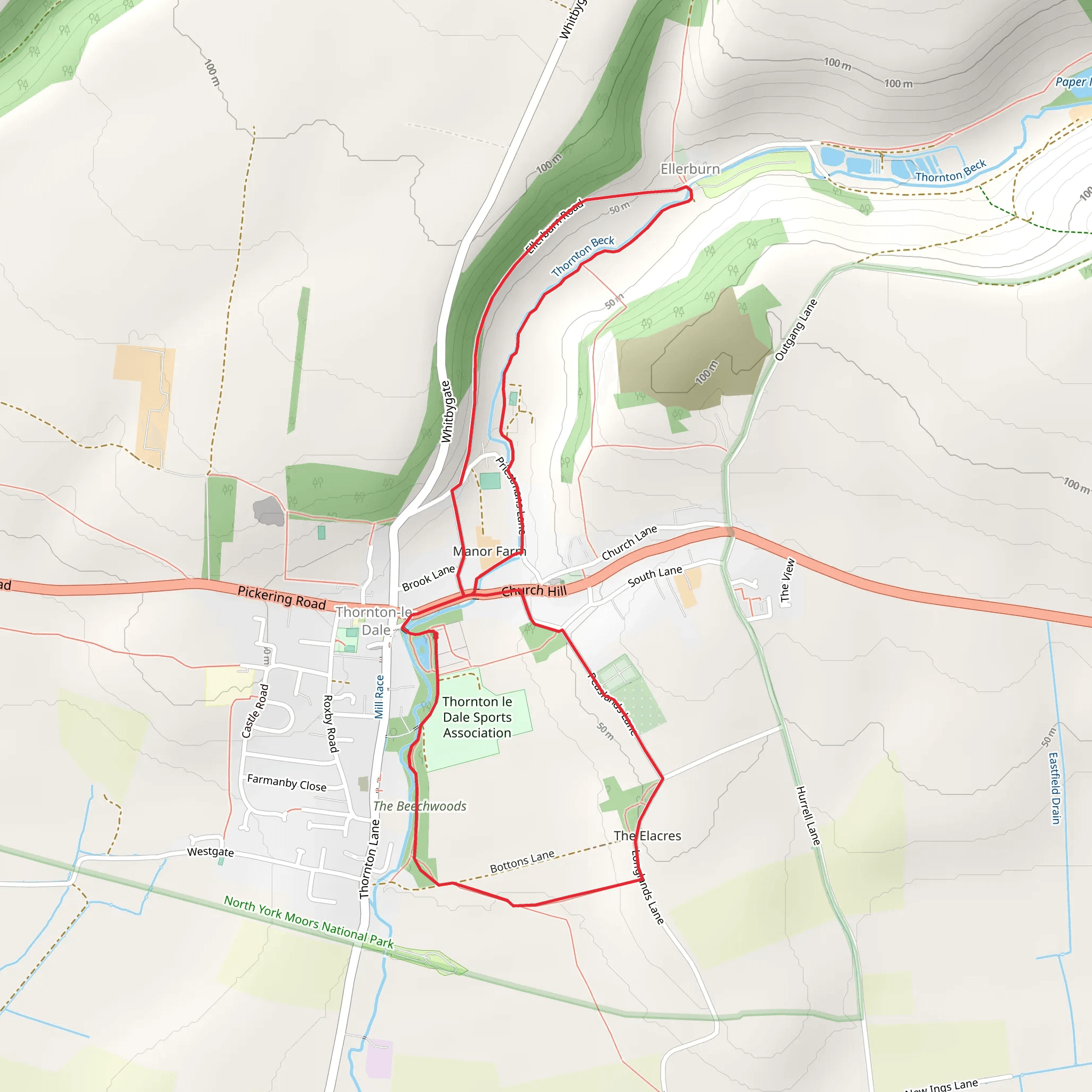 Ellerburn and Thornton Beck Loop mobile static map