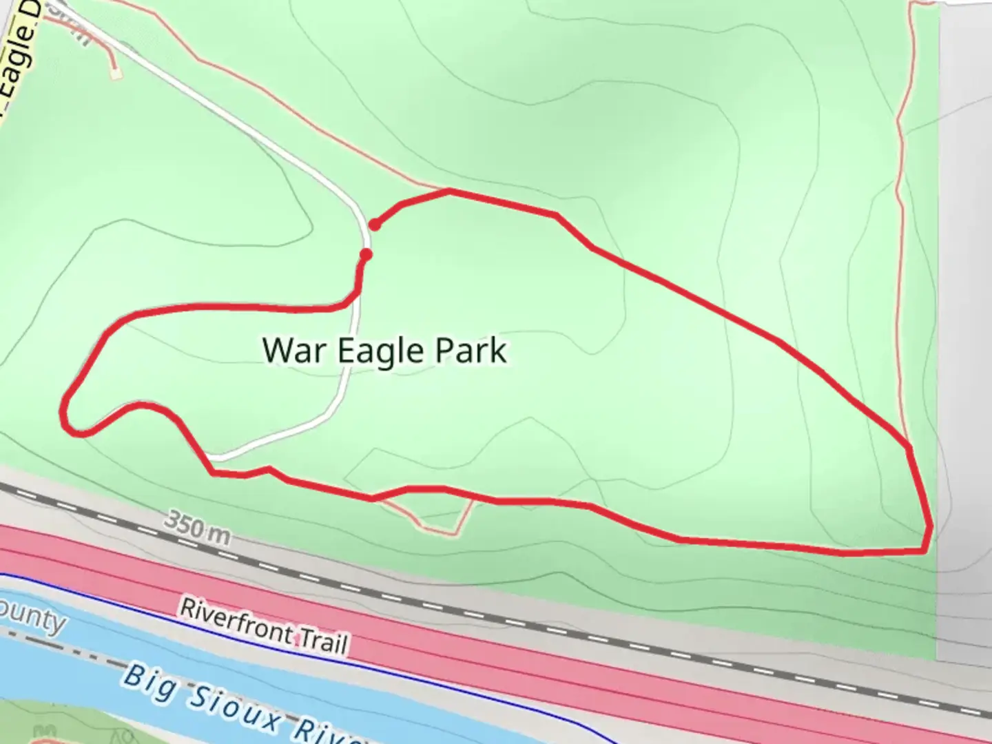 An image depicting the trail War Eagle Park Loop and its surrounding area.