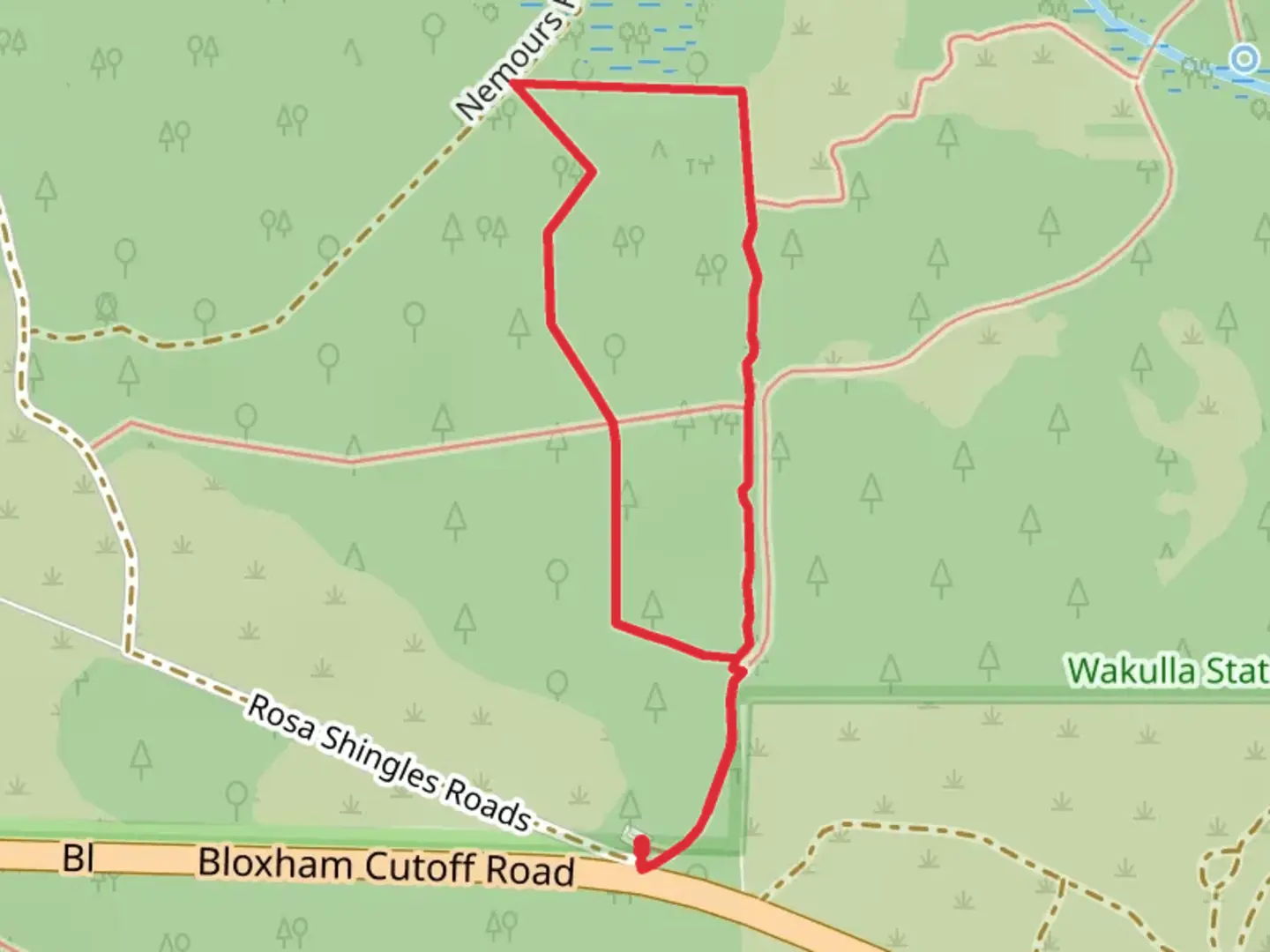 An image depicting the trail Double Springs Trail and Nemous Trail Loop and its surrounding area.