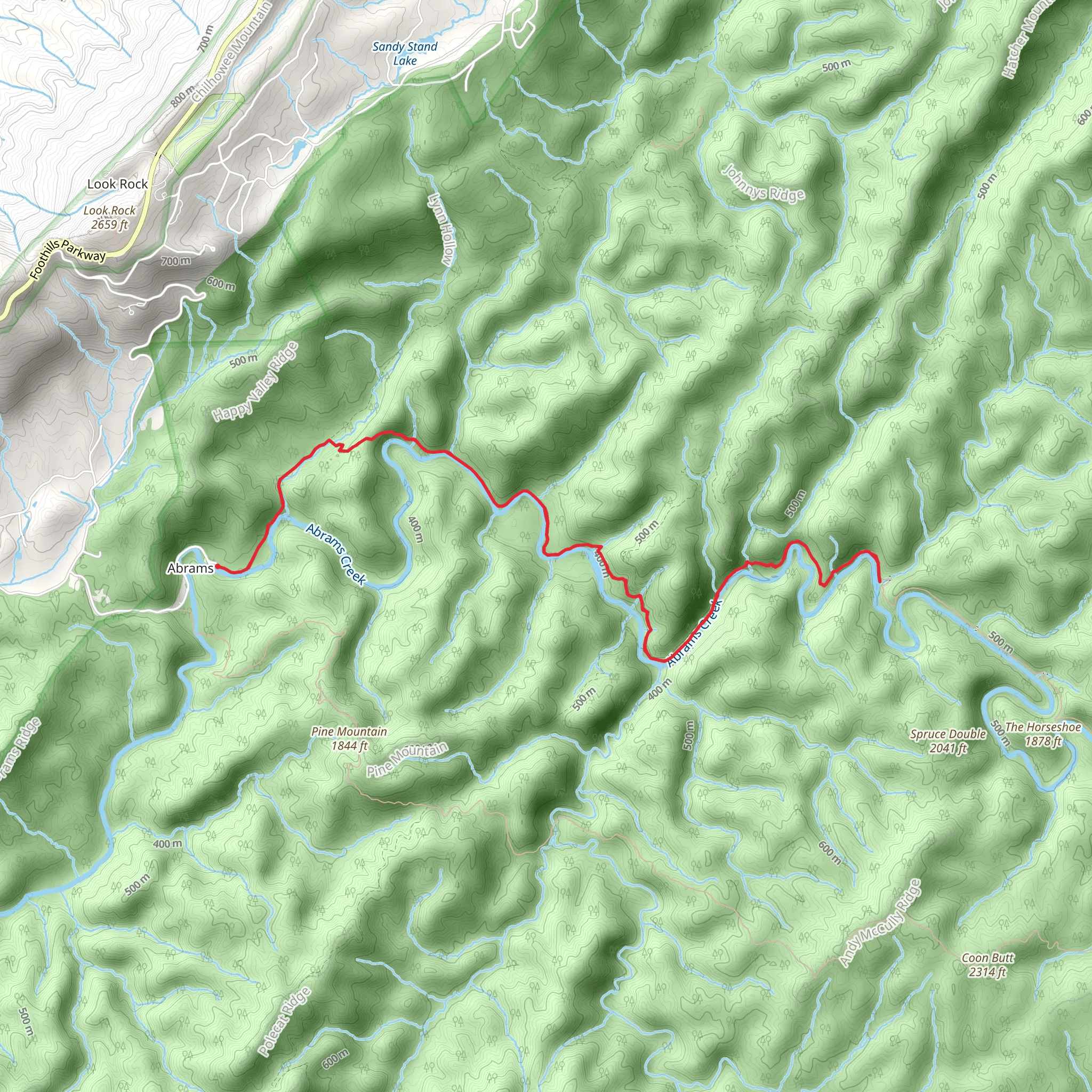 Wilson Branch via Little Bottoms Trail mobile static map