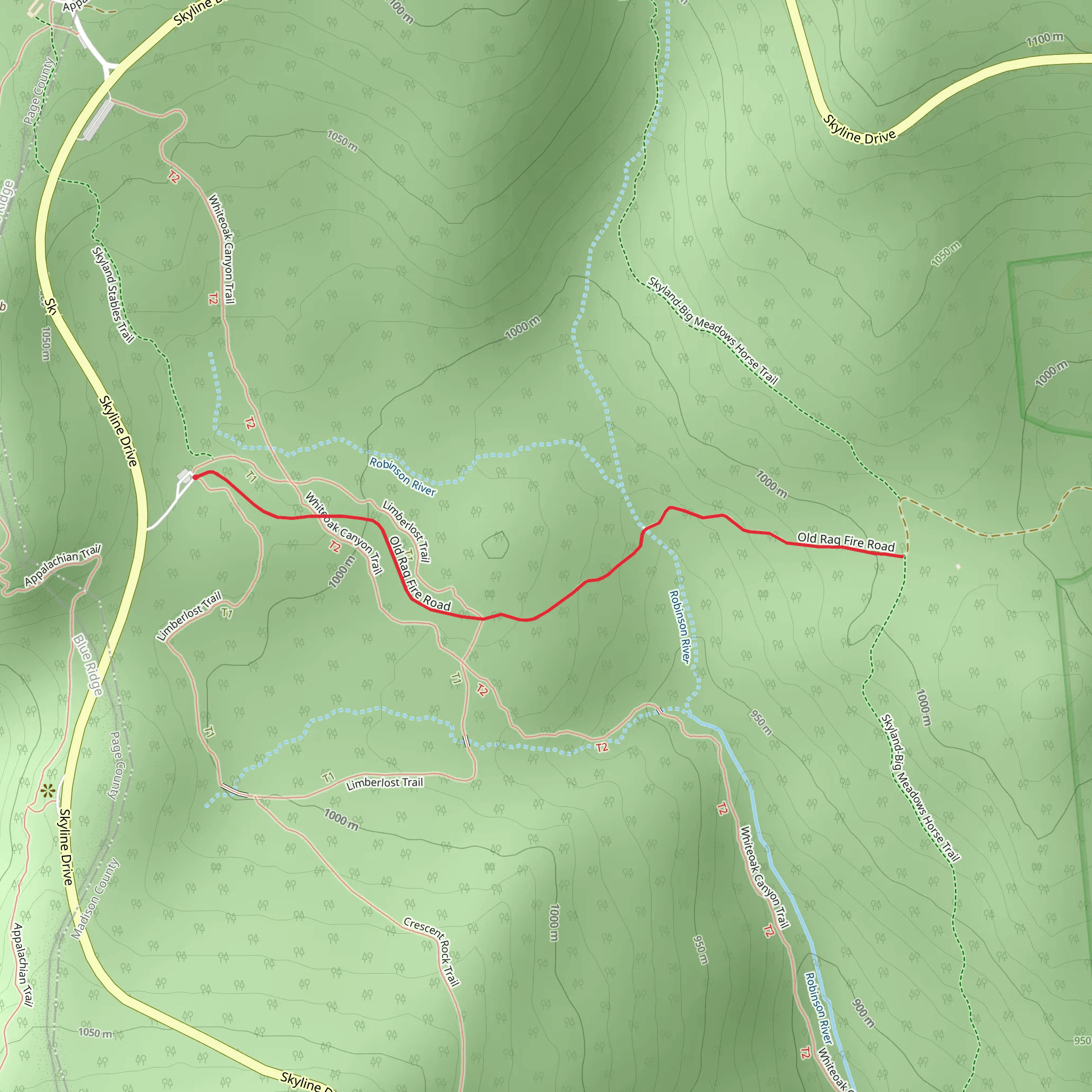 Old Rag Road - West Trail mobile static map