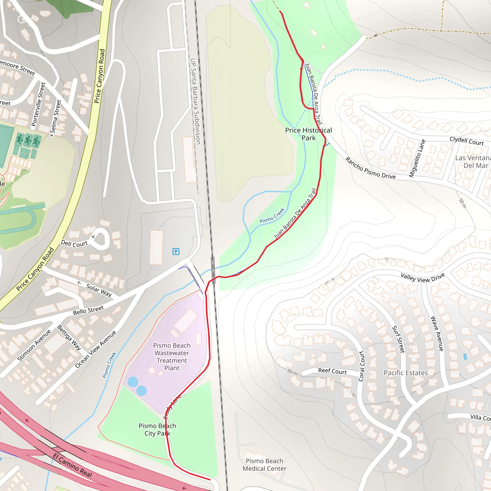 Juan Batista De Anza Trail Out and Back mobile static map