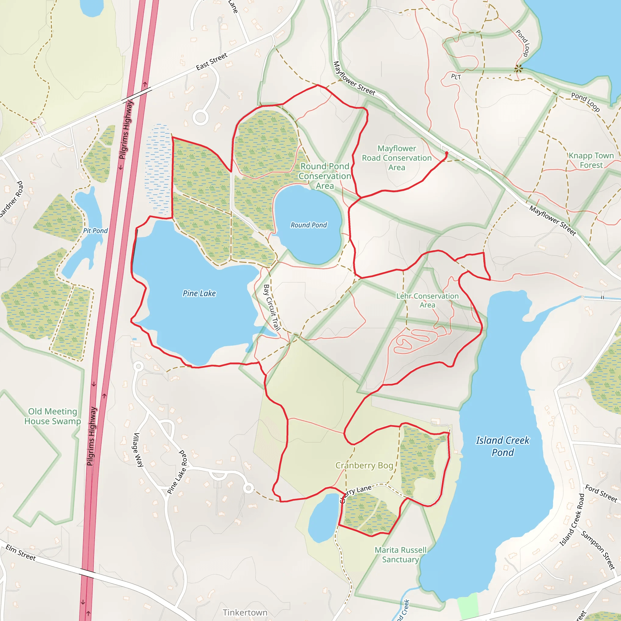 Pine Lake - Cranberry bog Loop mobile static map