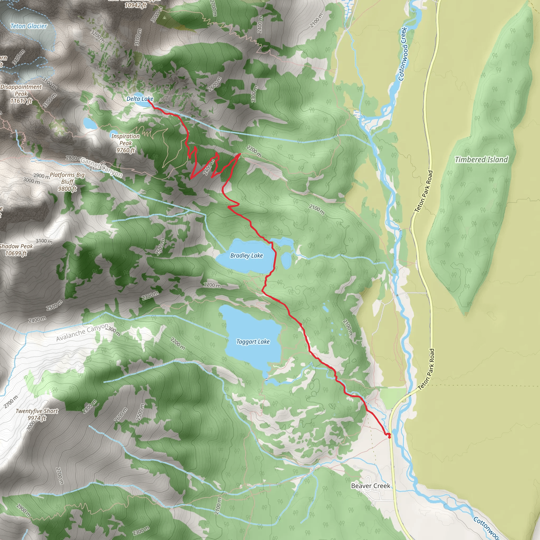 Delta Lake and Bradley Lake from Teton Park Road mobile static map