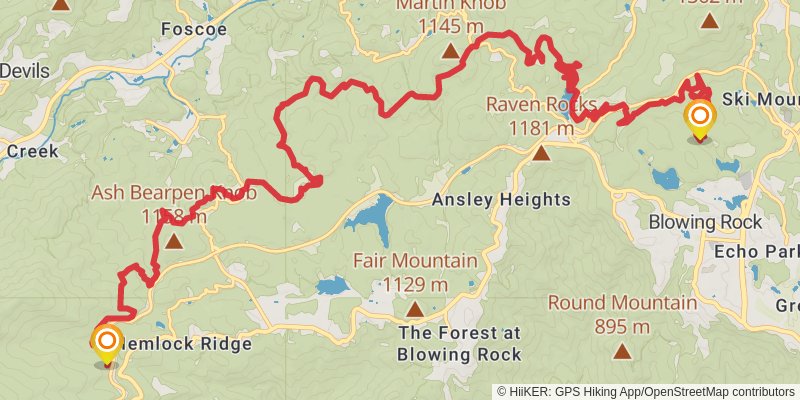 Mountains-to-Sea Trail stage 27 Map