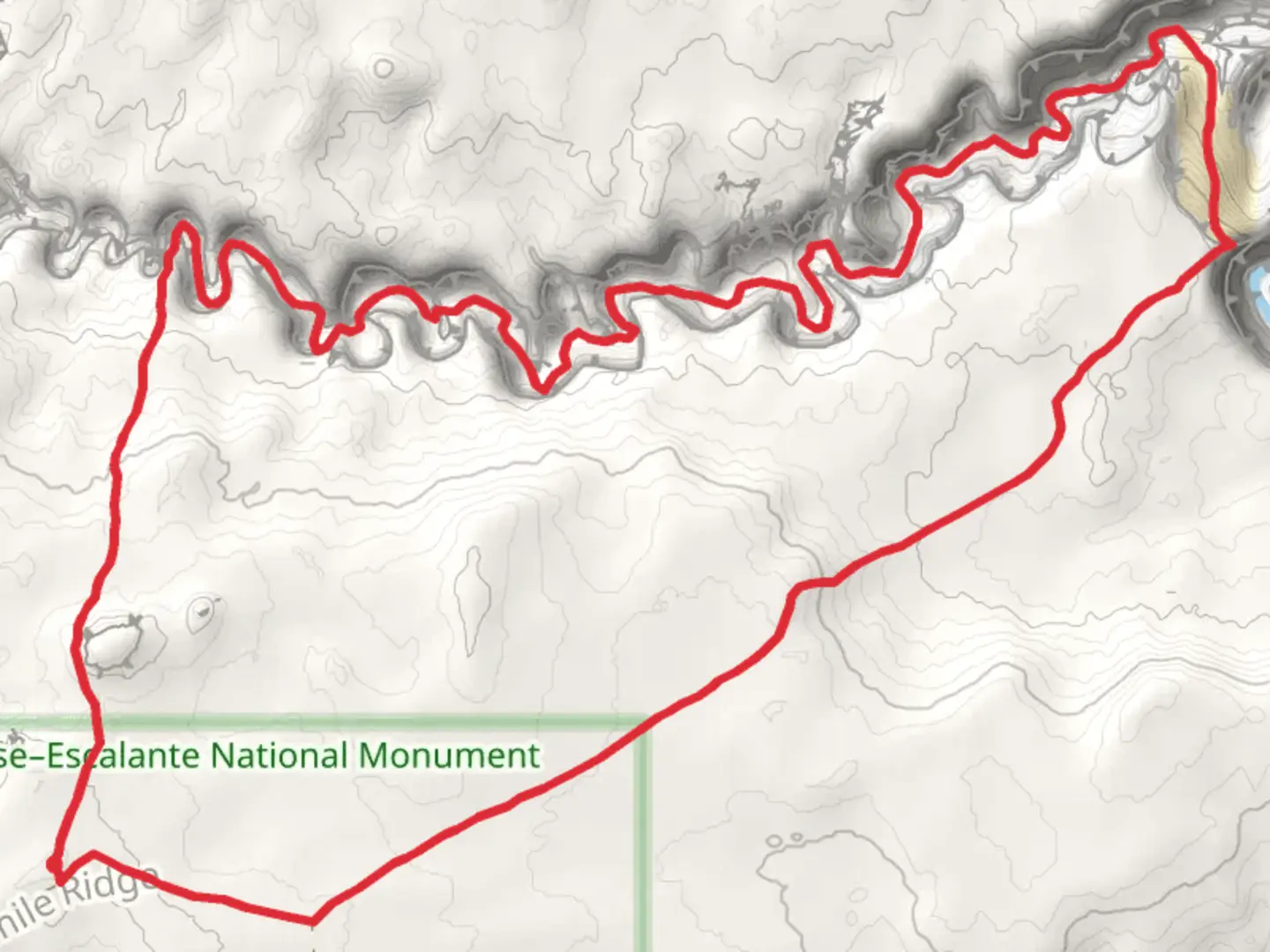 An image depicting the trail Coyote Gulch and Coyote Gulch - Crack in the Wall Trail and its surrounding area.