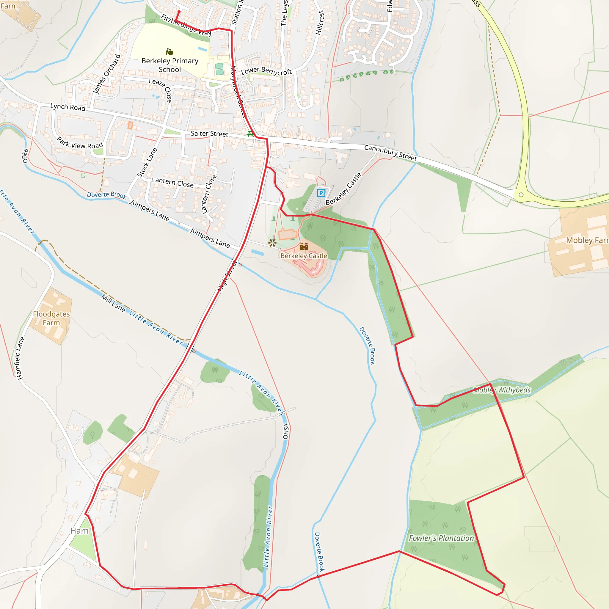 Fowler's Plantation and Berkeley Castle Loop mobile static map