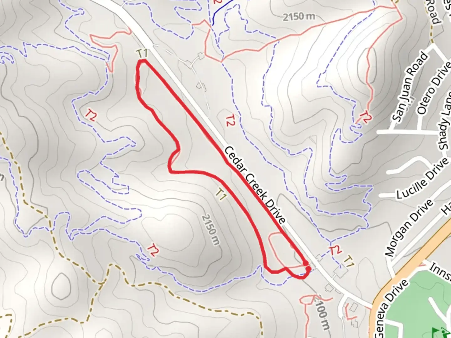 An image depicting the trail Fitness Loop Trail and its surrounding area.