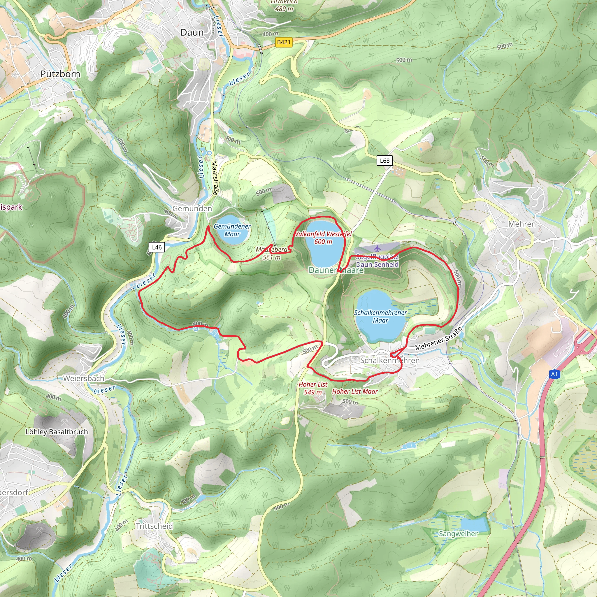 West Eifel Volcanic Field via HeimatSpur Maareglueck mobile static map