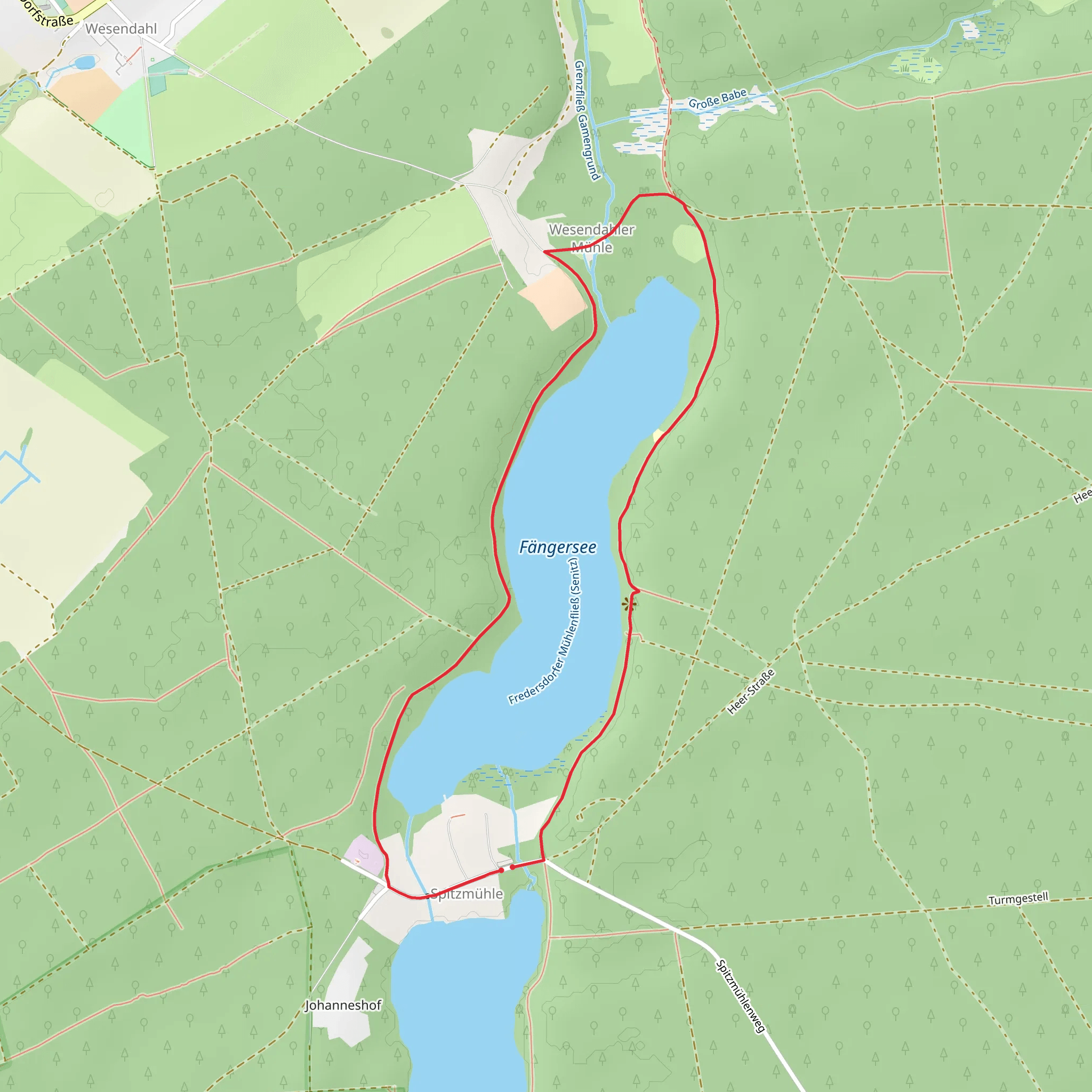 Fredersdorfer Mühlenfließ Loop mobile static map