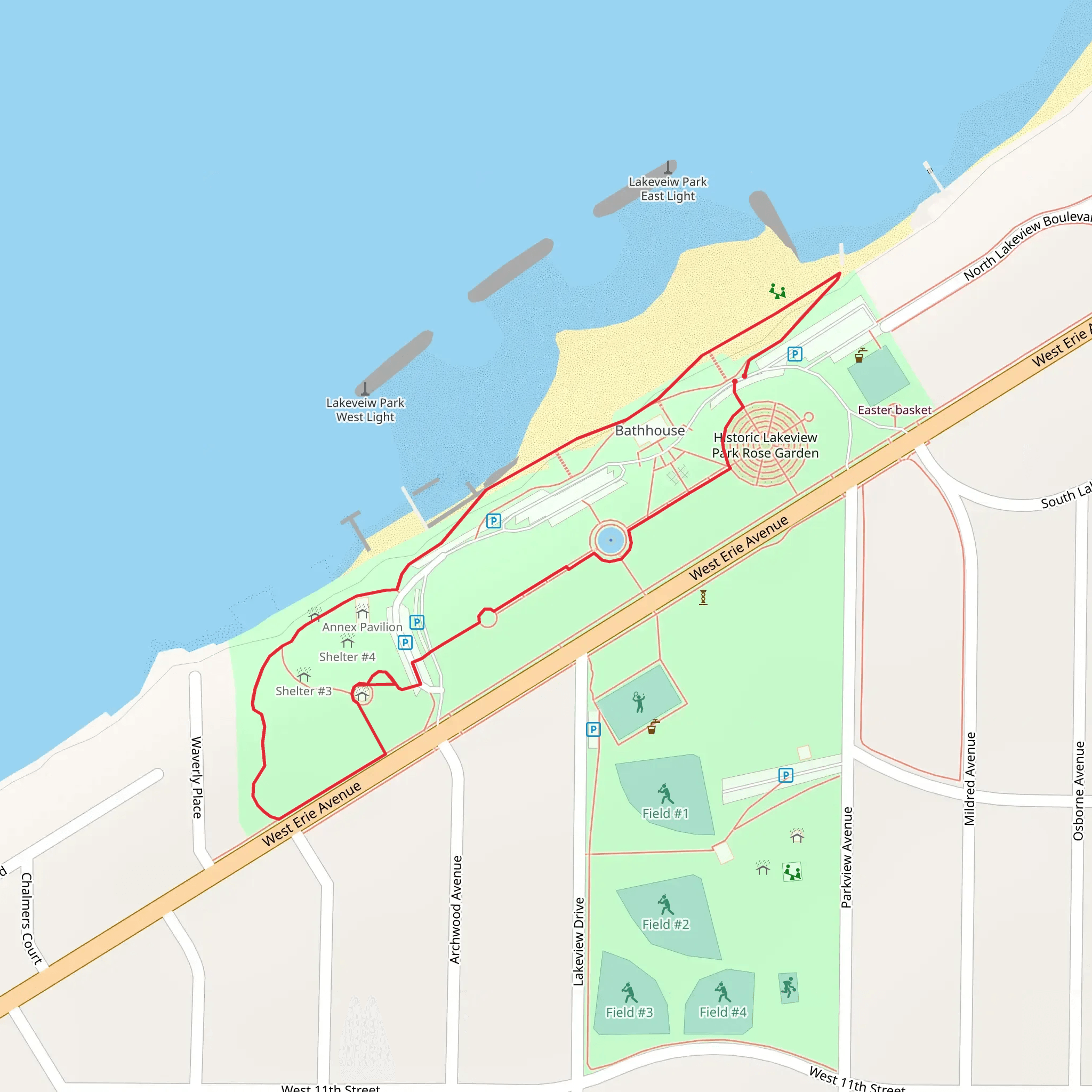 Historic Lakeview Park rose Garden Walk mobile static map