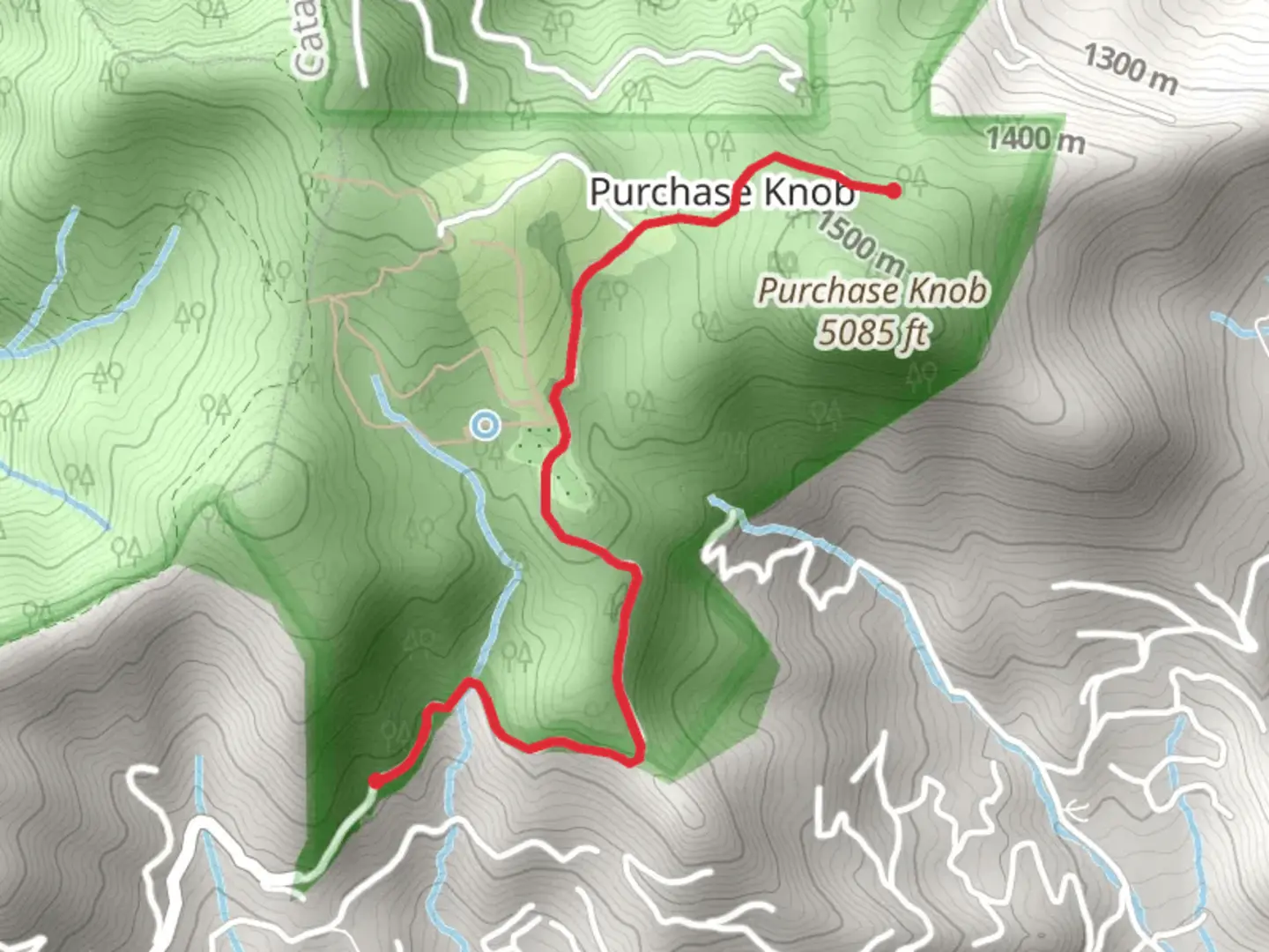 An image depicting the trail Purchase Knob and its surrounding area.