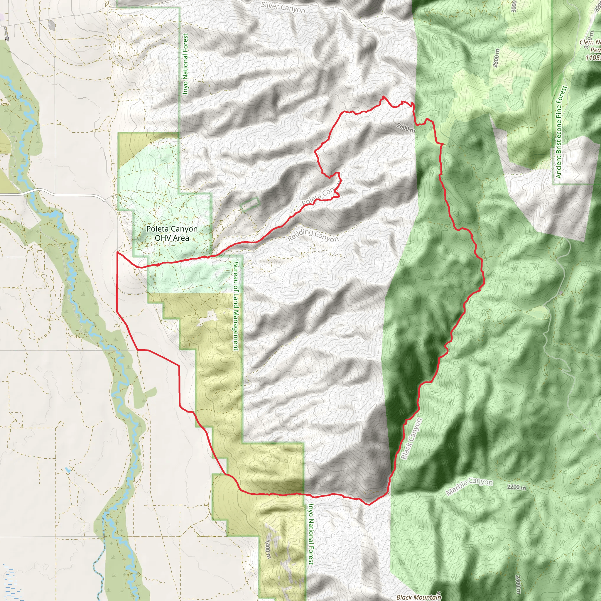 Geiger Canal and Inyo National Forest Loop mobile static map