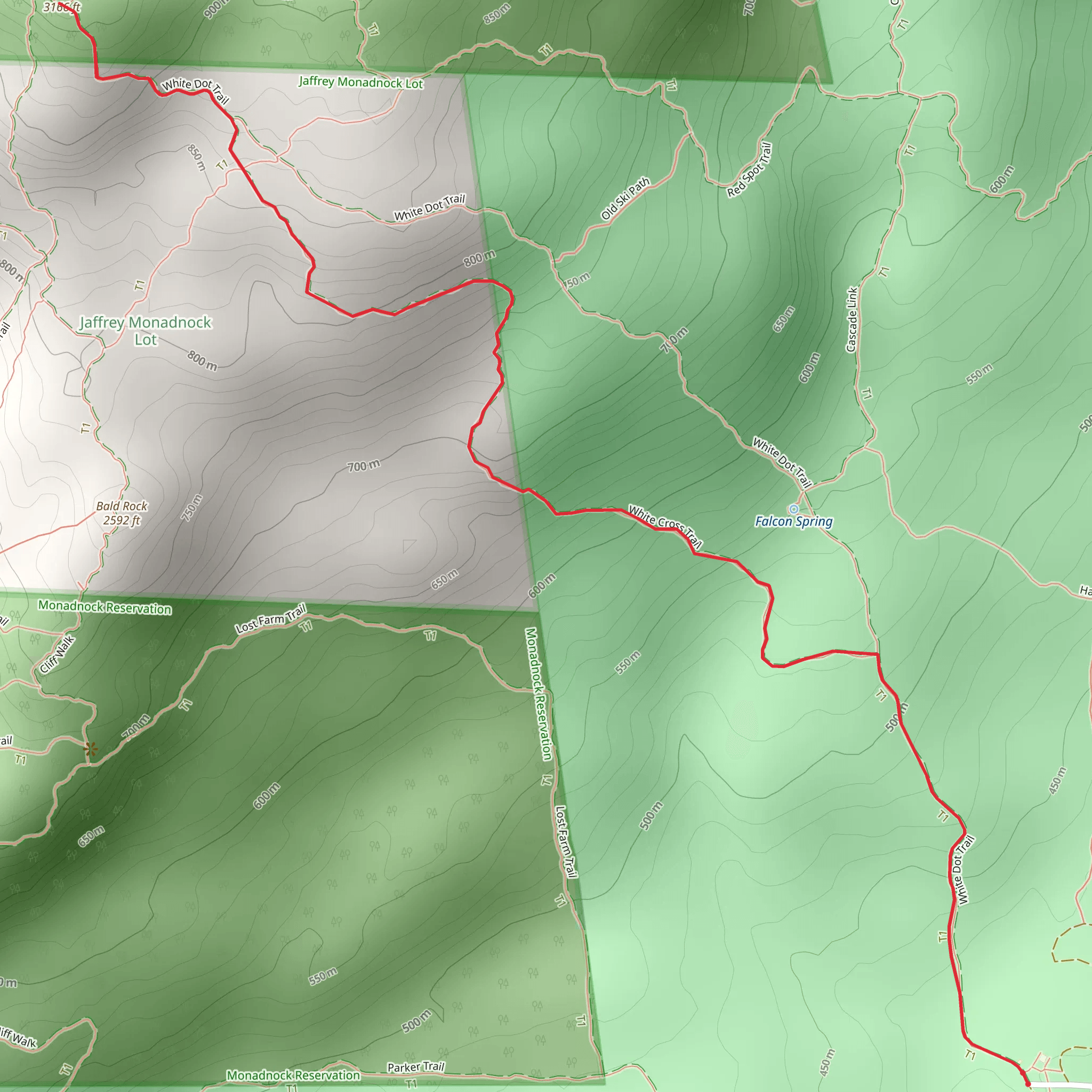 Mount Monadnock Trail mobile static map