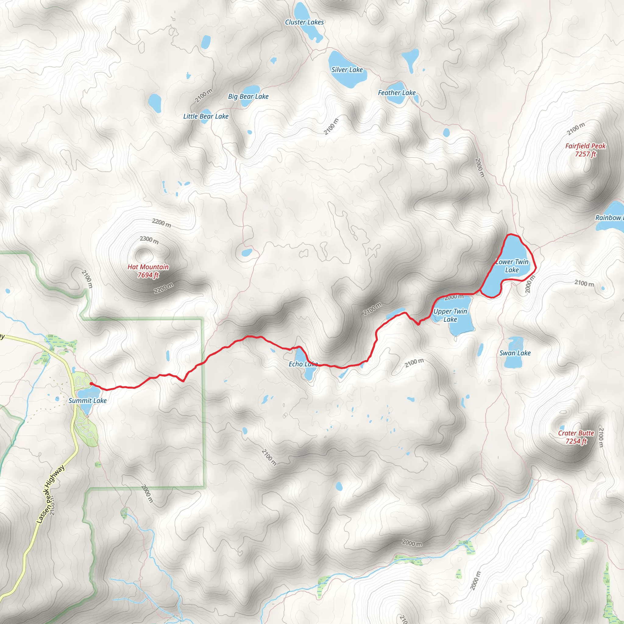 Echo Lake and Twin Lakes Trail mobile static map