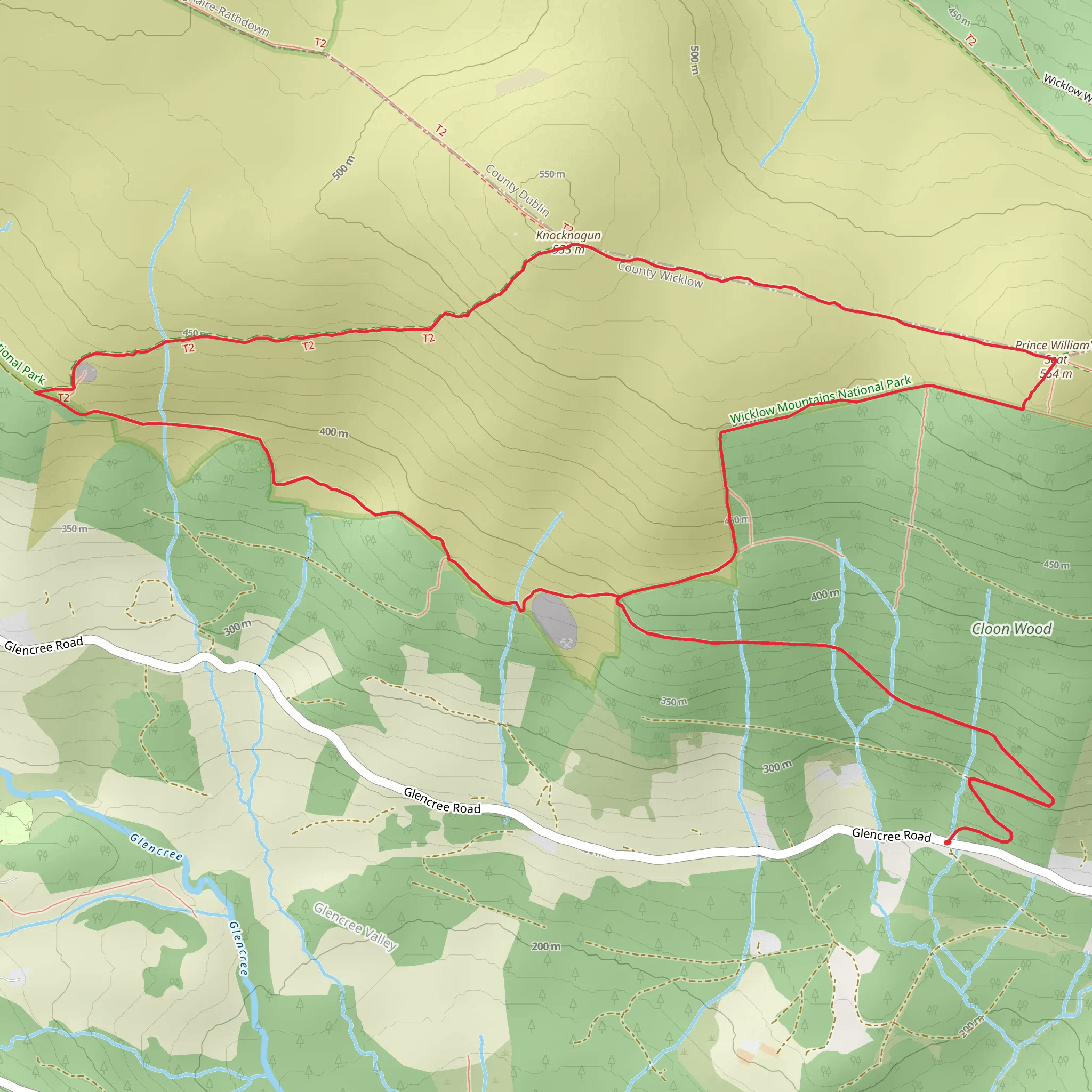 Prince Williams Seat and Knocknagun from Cloon mobile static map