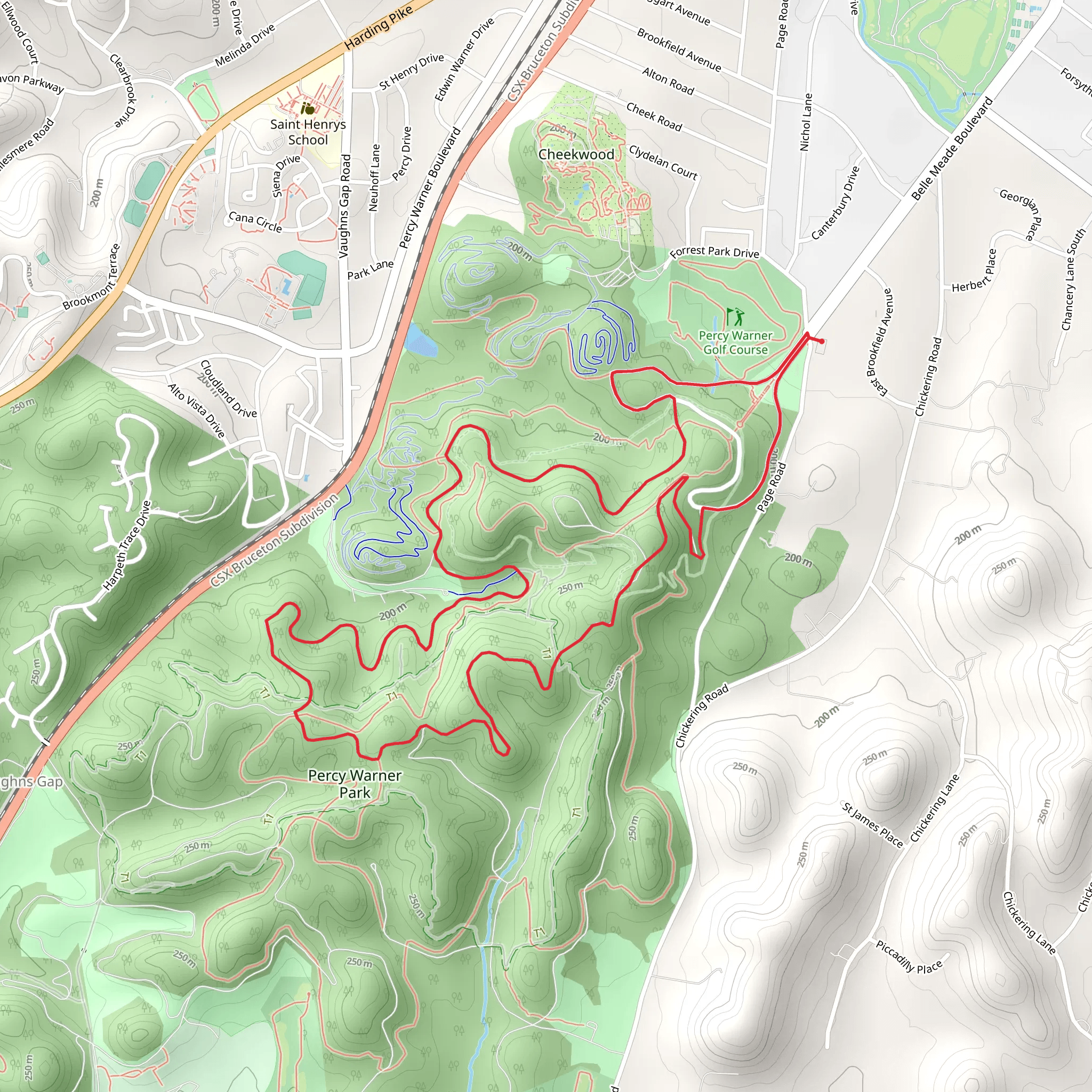Percy Warner Park Loop - North mobile static map