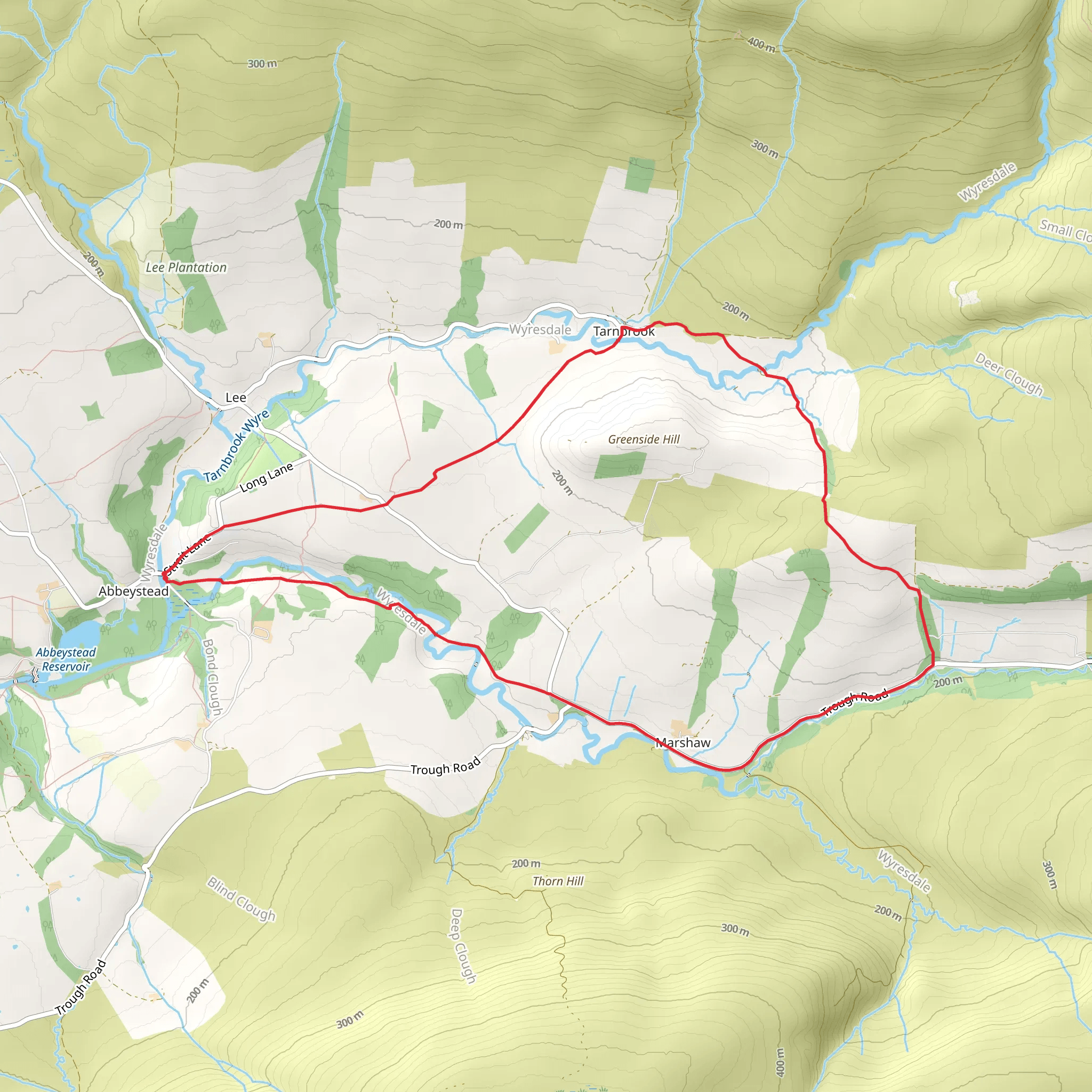 Abbeystead, Marshaw and Tarnbrook Loop mobile static map