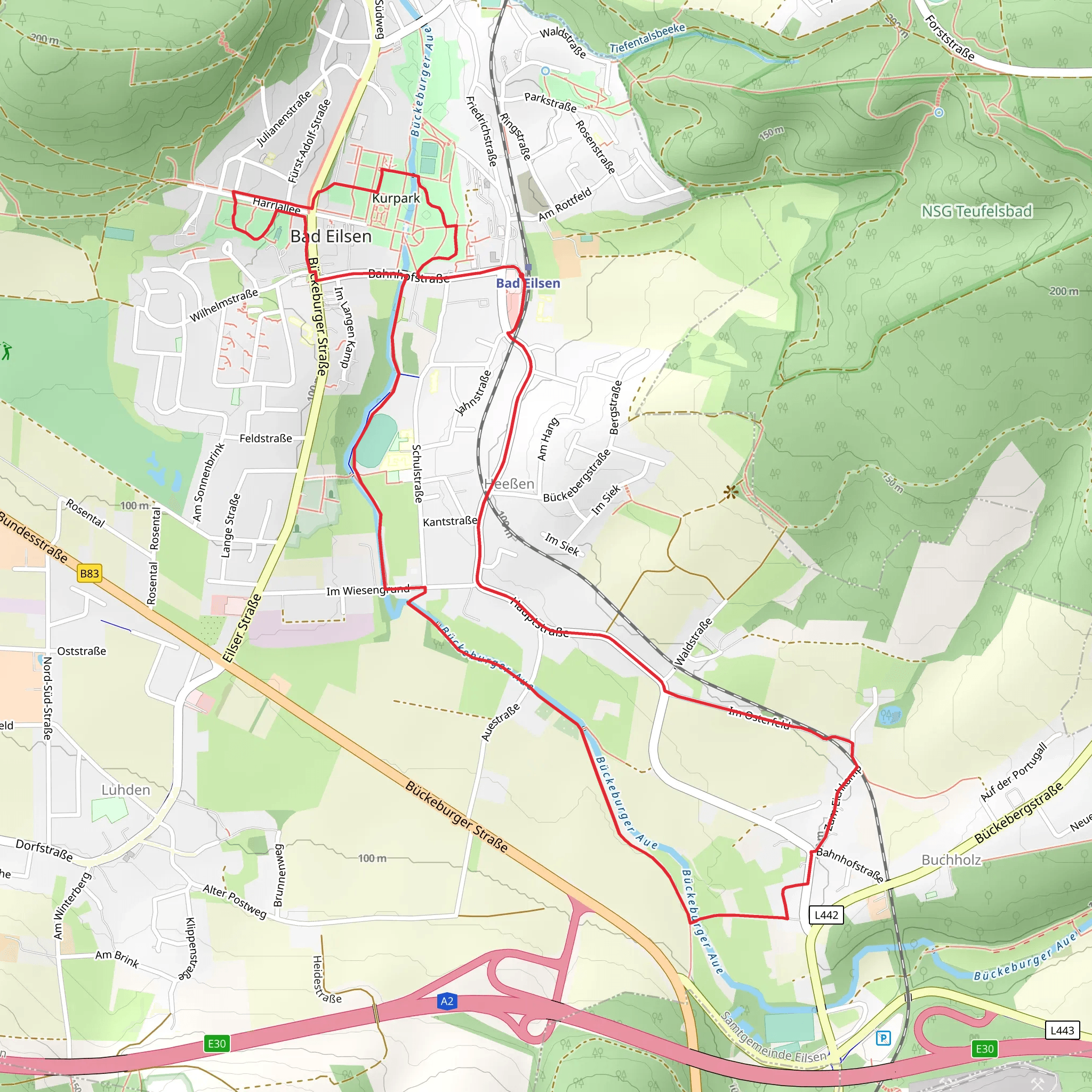 Bad Eilsen and Heeßen Loop mobile static map