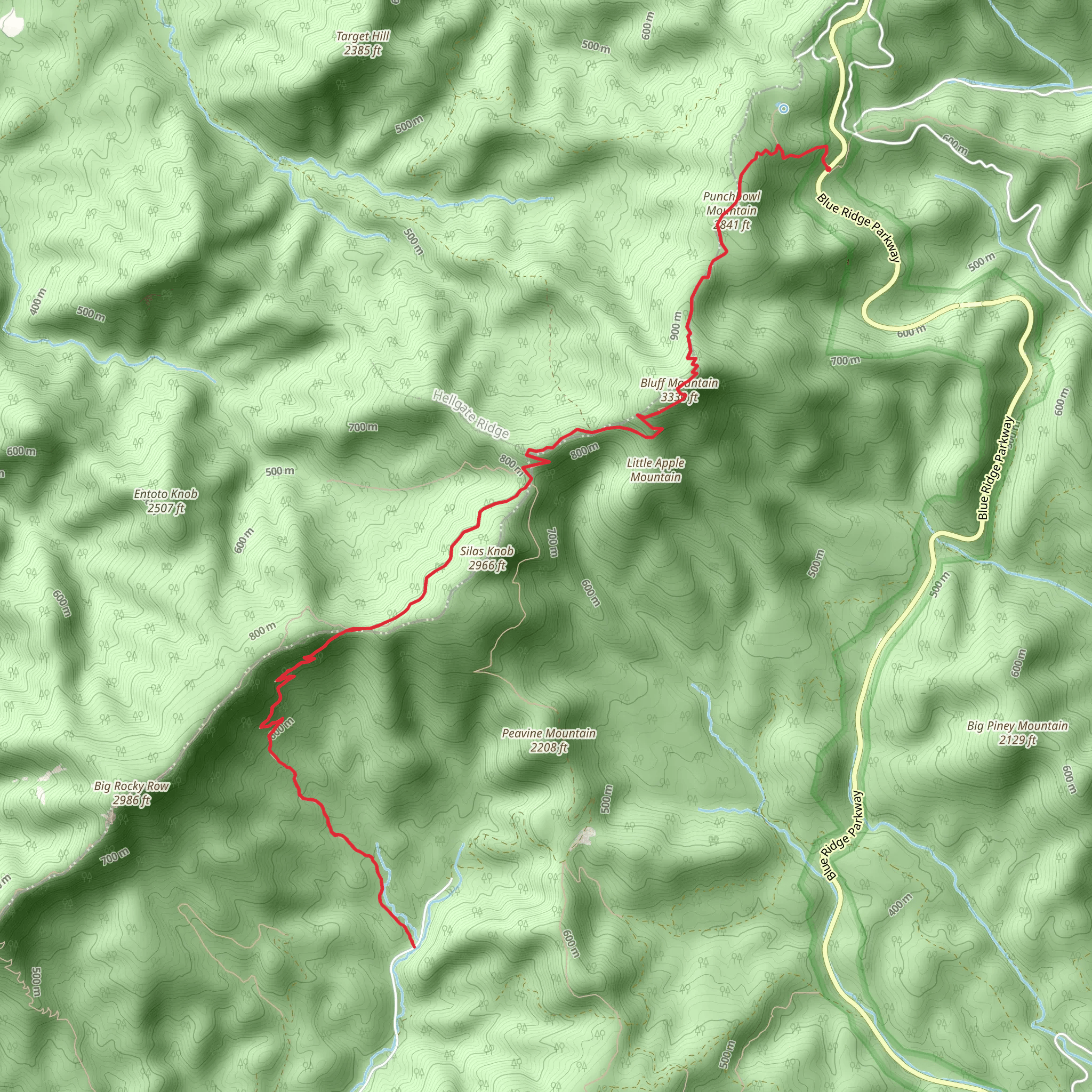 Saddle Gap Trail via Appalachian Trail mobile static map