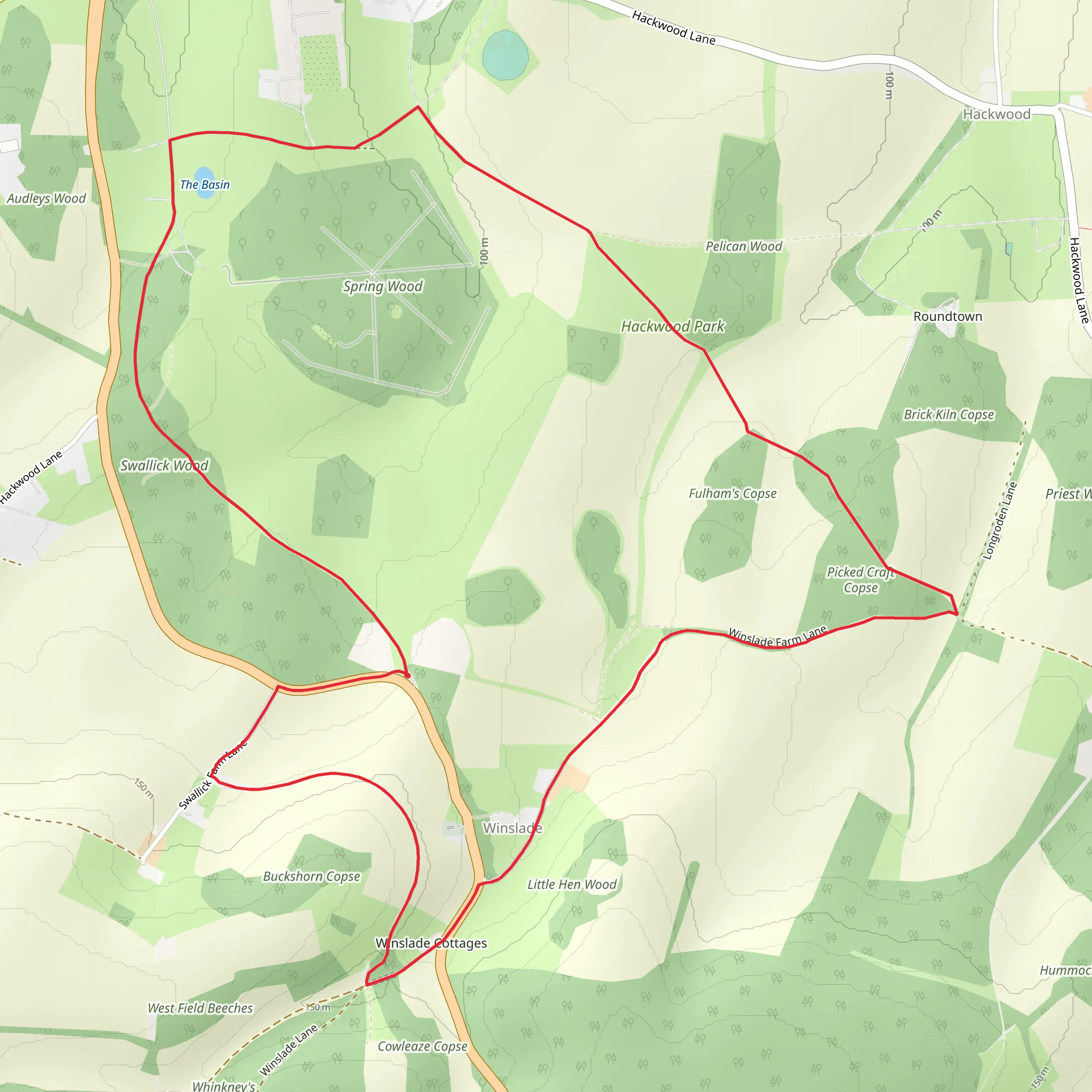 Stockham's Row, Picked Craft Copse and Swallick Wood Loop mobile static map