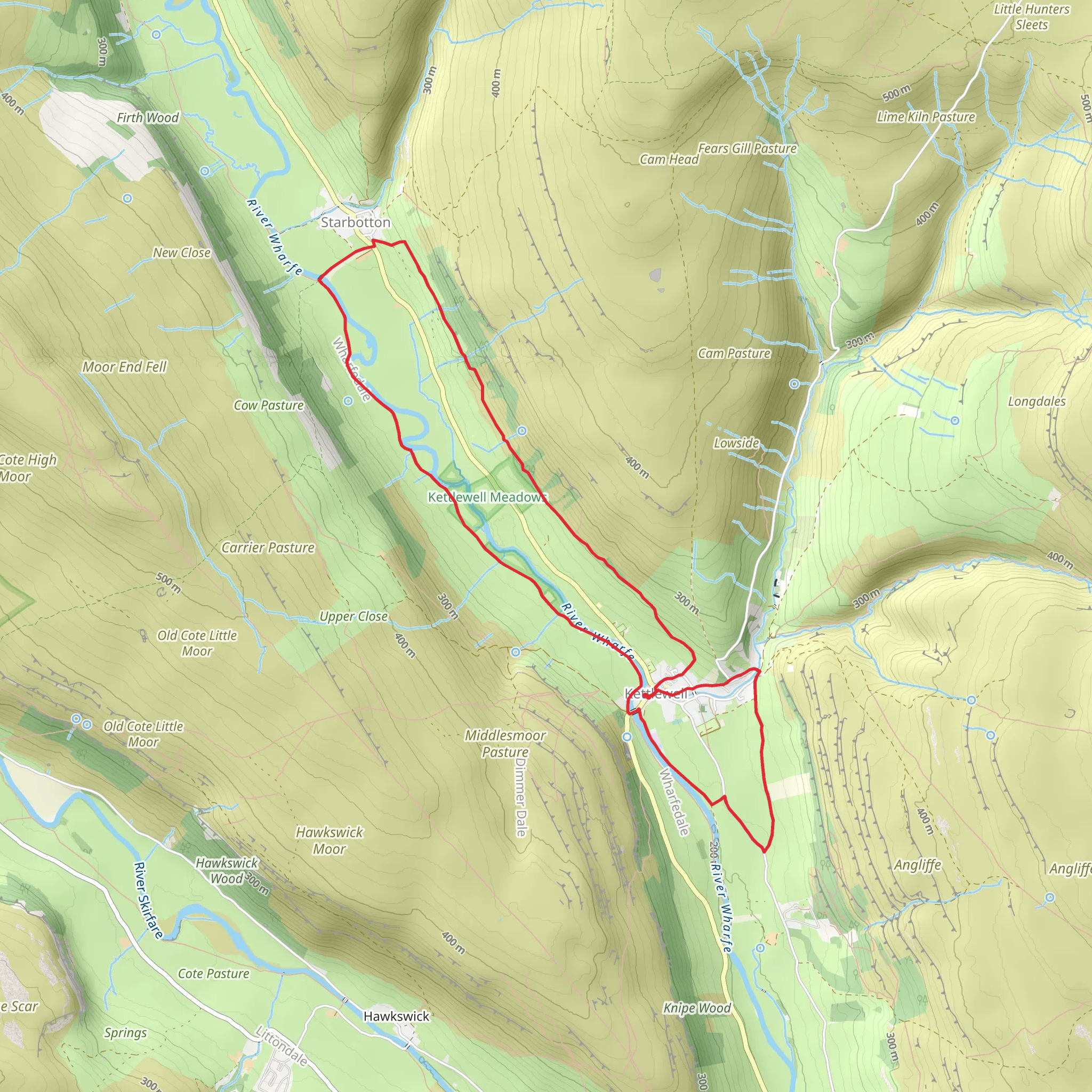 Kettlewell Loop Walk via River Wharfe mobile static map