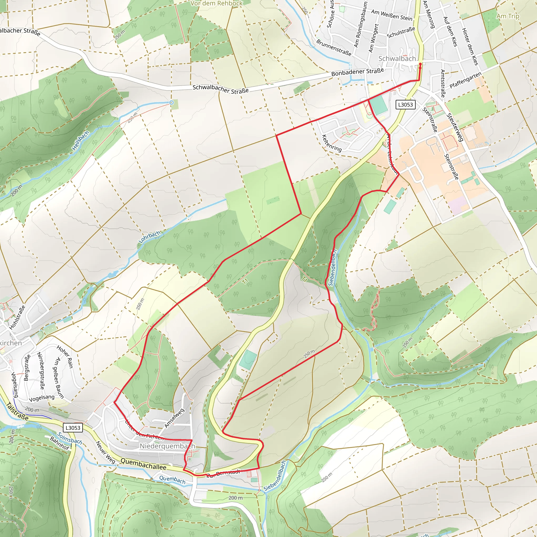 Schwalbach to Niederquembach Loop mobile static map