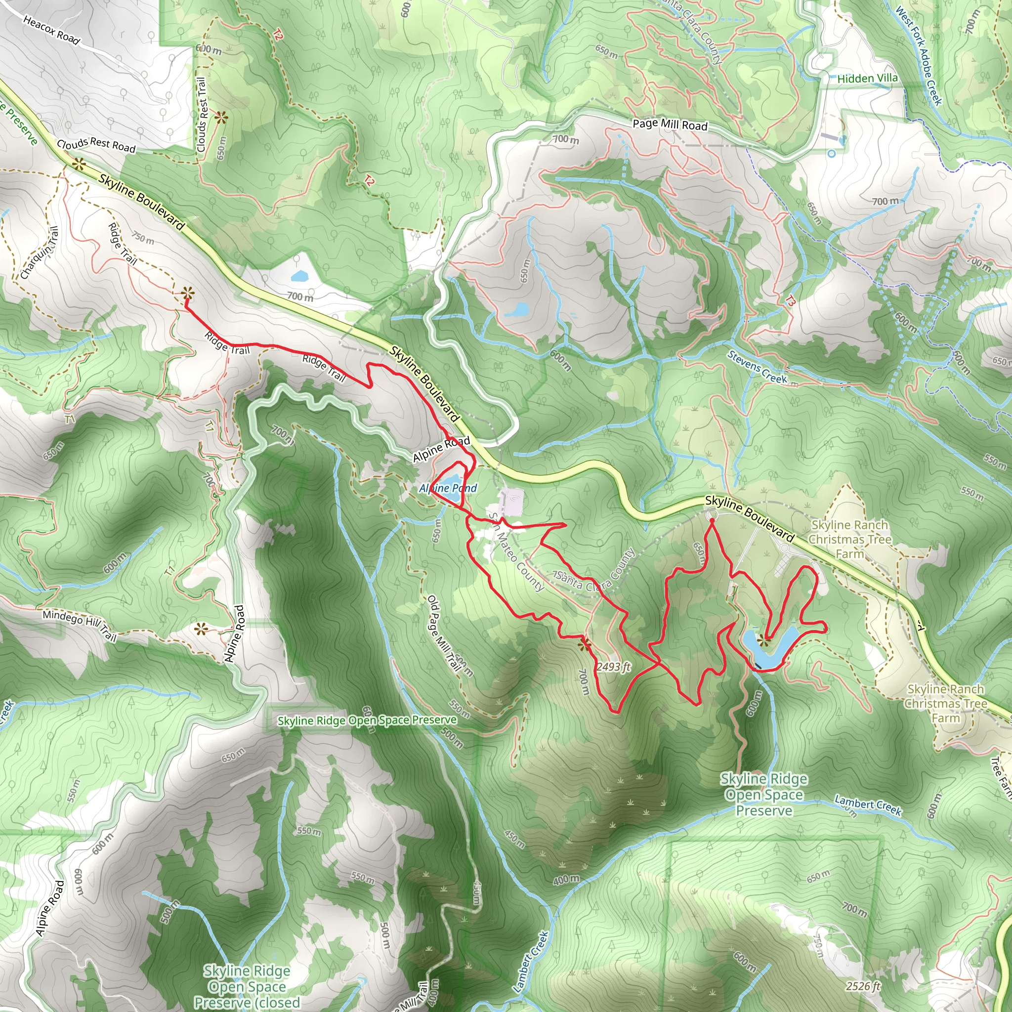 Horseshoe Lake, Alpine Pond and Borel Hill Loop mobile static map