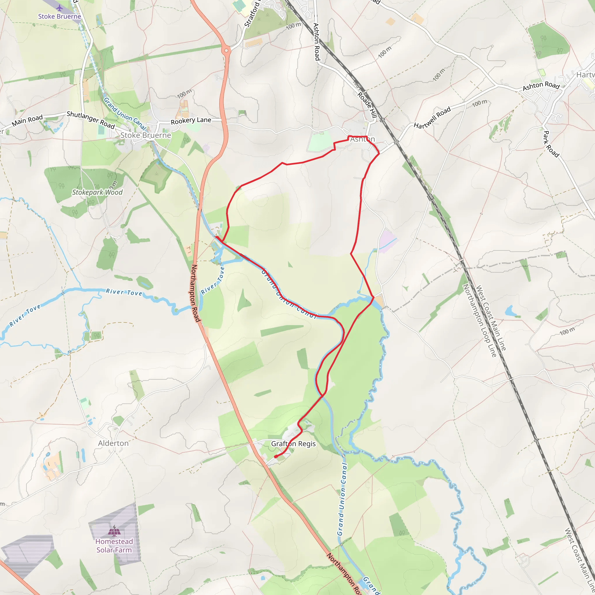 Grafton Regis Country Park and Ashton Loop mobile static map