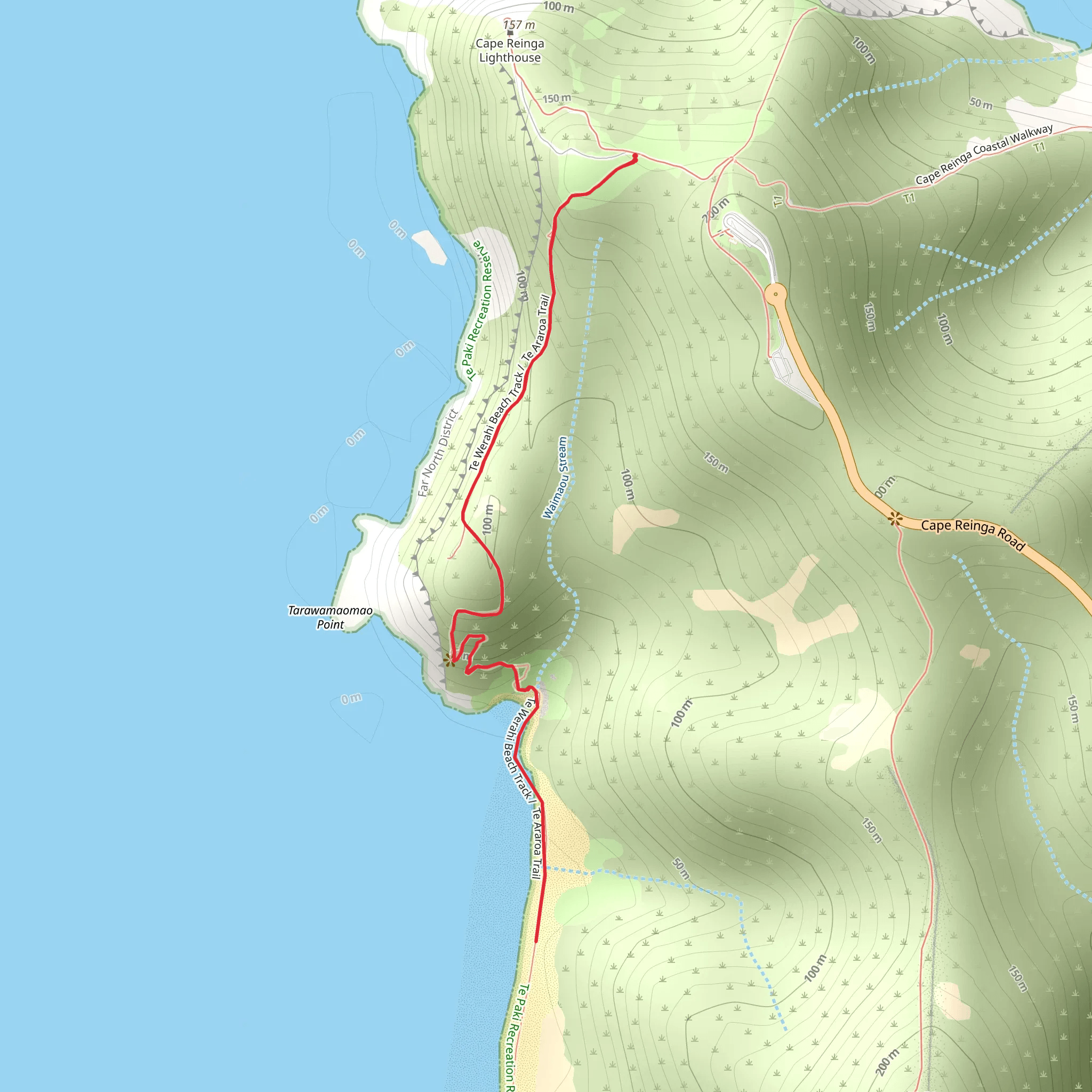 Te Werahi Beach Track mobile static map